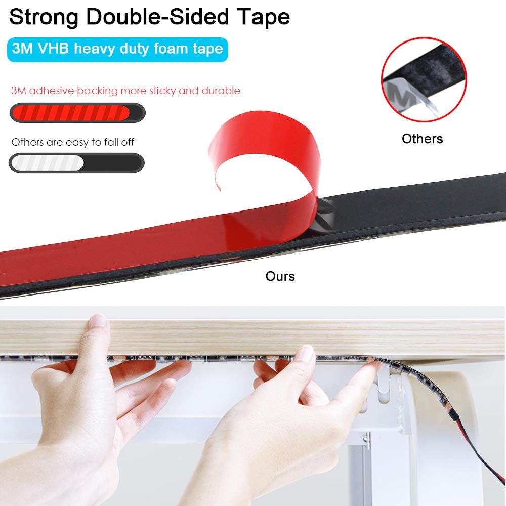 ALITOVE Blue LED Light Strip 32.8ft Waterproof 5050 SMD 600 LEDs 10M Black PCB DC 12V with Enhanced 3M Tape
