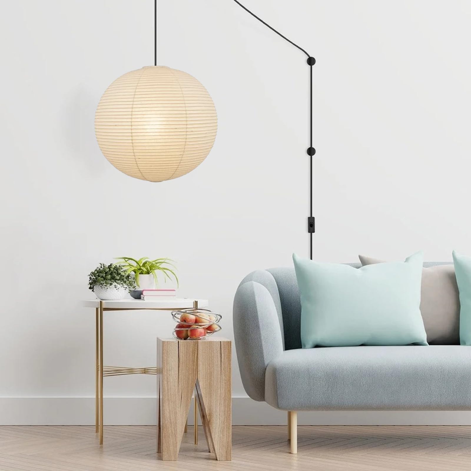 White Round Paper Lanterns, 15.75'' Large Hanging Paper Lamp Shade, Chinese/Japanese Paper Lantern Pendant Light For Party Decor