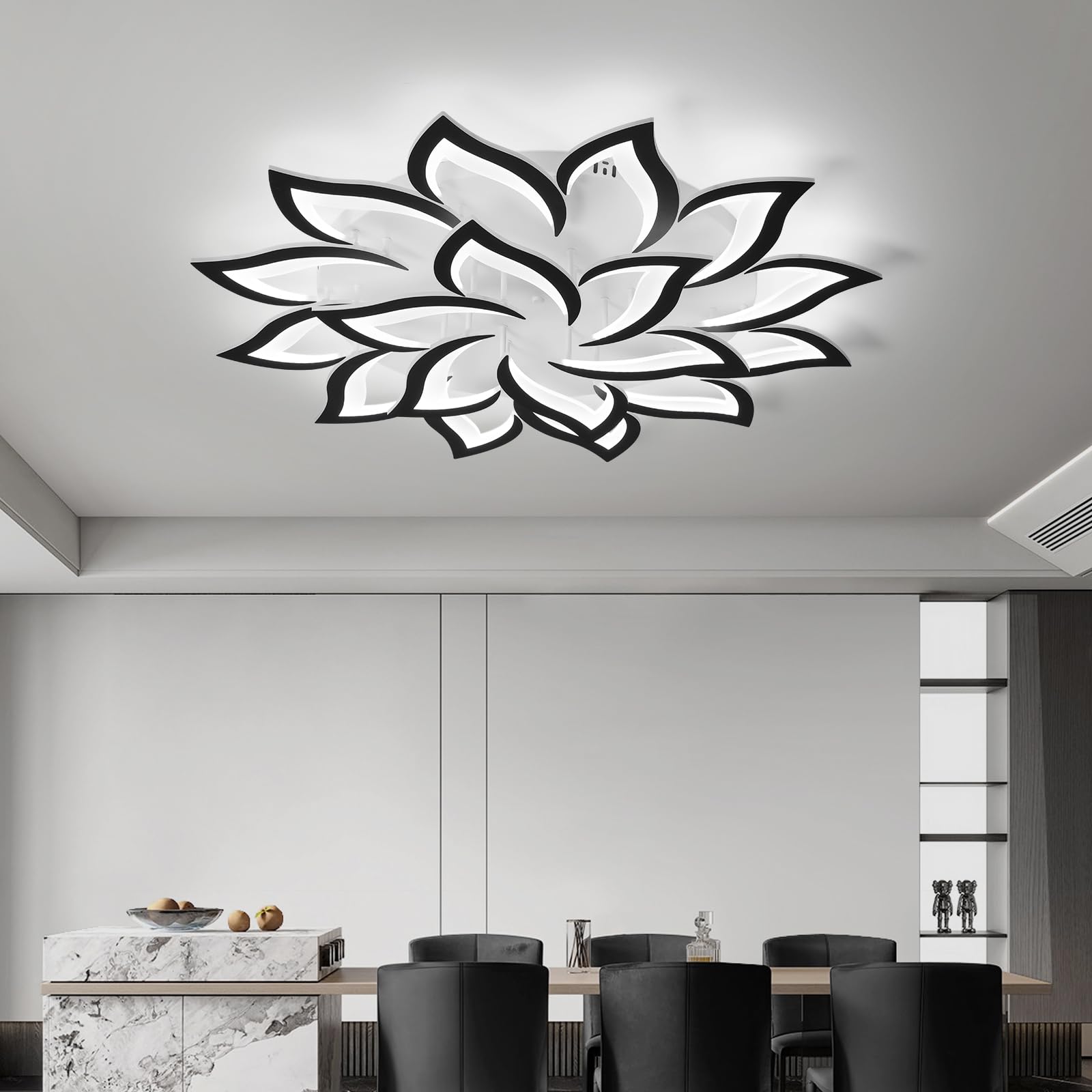 Jaymp 39.4'' Flower Shaped Ceiling Light Dimmable Modern Ceiling Lamp Remote Control Led Lighting Fixture For Living Room Dining