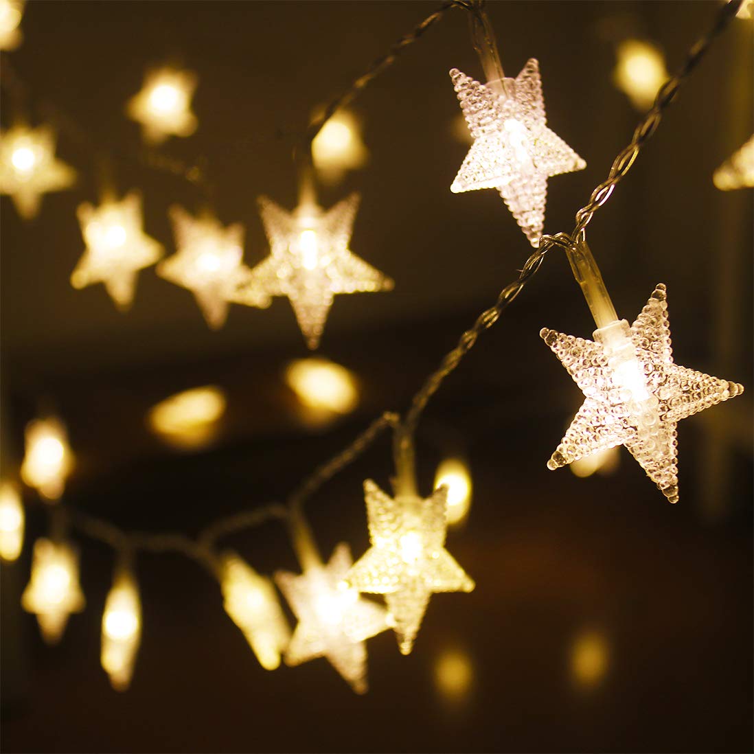Xingpold Star String Lights,16.4 Ft 50 Led 8 Modes Battery Operated String Lights With Remote & Timer Dimmable Twinkle Fairy Lights String For Kid Bedroom Tent Party Wedding Christmas Decor Warm White