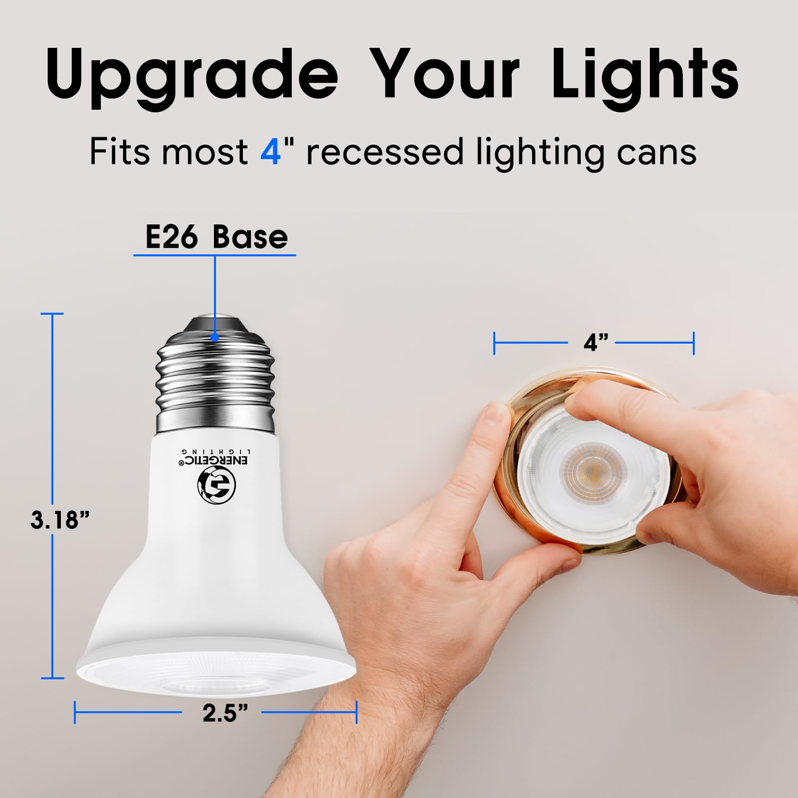 E ENERGETIC LIGHTING PAR20 LED Bulbs 50W Equivalent 5W Dimmable 4 Pack, Warm White 3000K, E26 Medium Base, 460 L