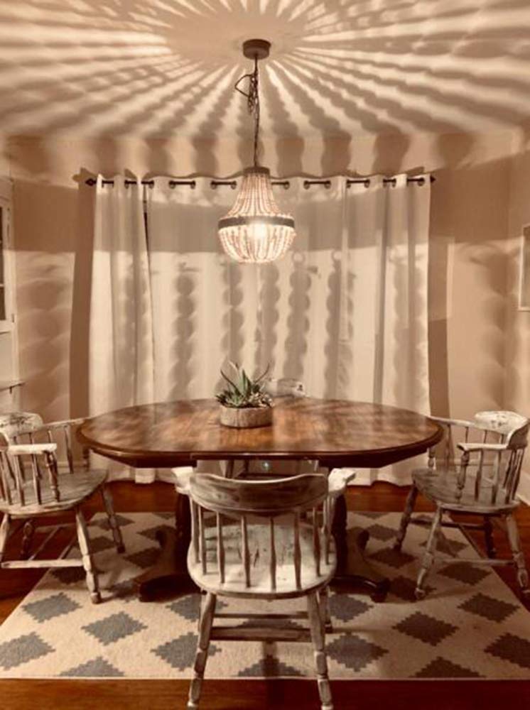 Newrays Wood Bead Chandelier Pendant Gray White Finishing Bohemian Boho Beachy Ceiling Lamp Light Fixtures For Bedroom, Island (