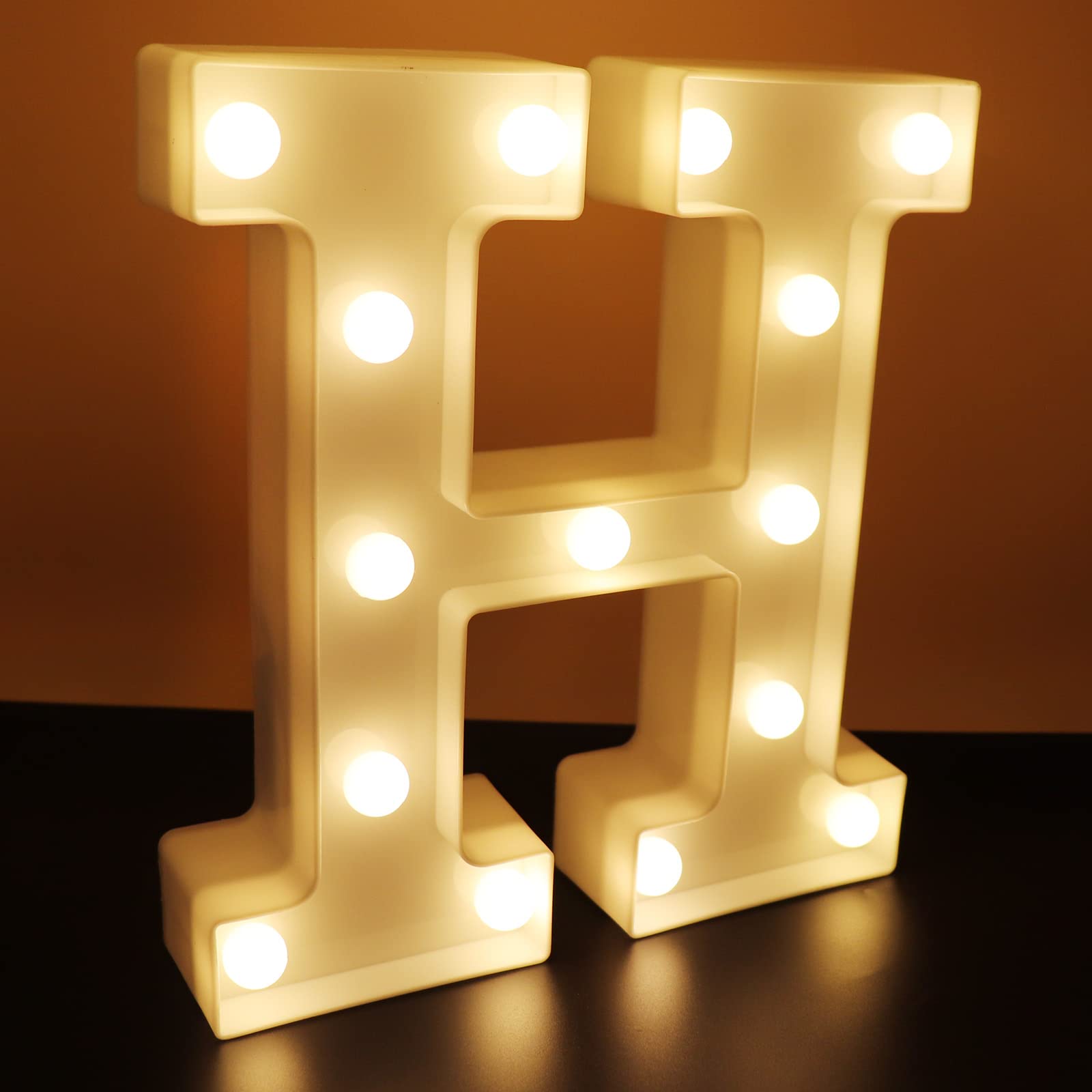 Ausaye Led Letter Lights - Alphabet Night Light Sign, White Plastic For Home Party Wedding Decoration (H)