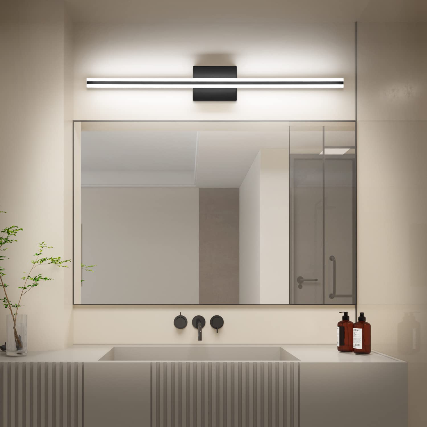 Solfart Black Bathroom Light Fixture - 31.8 Led Vanity Light Bar, 5 Color Temperature, Dimmable, Aluminum, Model S8200-810Mm-Bk-5C