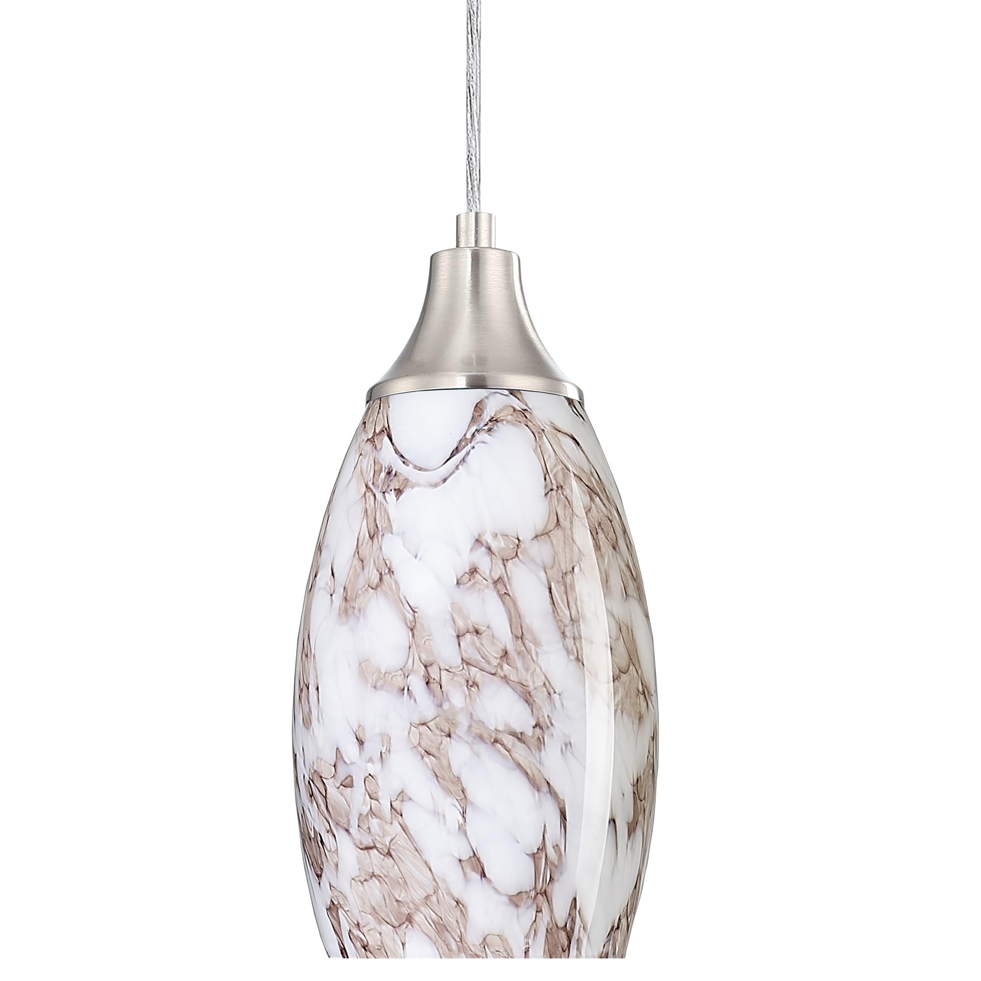 karyfine Mini Pendant Lights Kitchen Island Brown Ripple Glass Lamp Shade Hand Blown Glass Pendant Light with Brush Nickel Finis