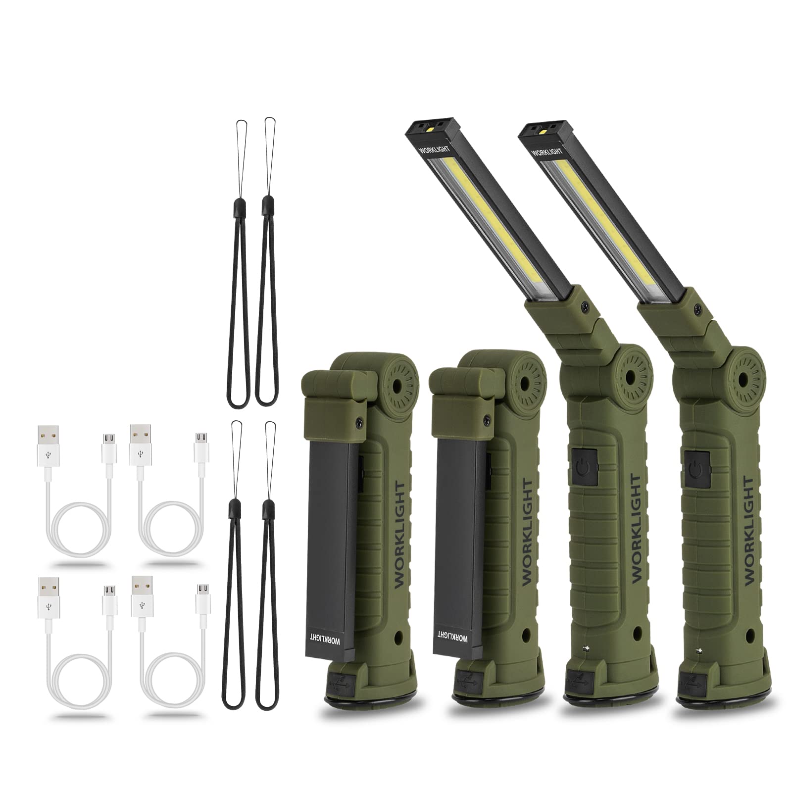 LED Rechargeable WorkLight Vagocom Tools for Mens Dad Gift,Magnetic Flashlights with Hook 360° Rotate 5 Modes Emergency Light for Mechanic, Automotive,Camping and Christmas Birthday Gift(2 Pack)