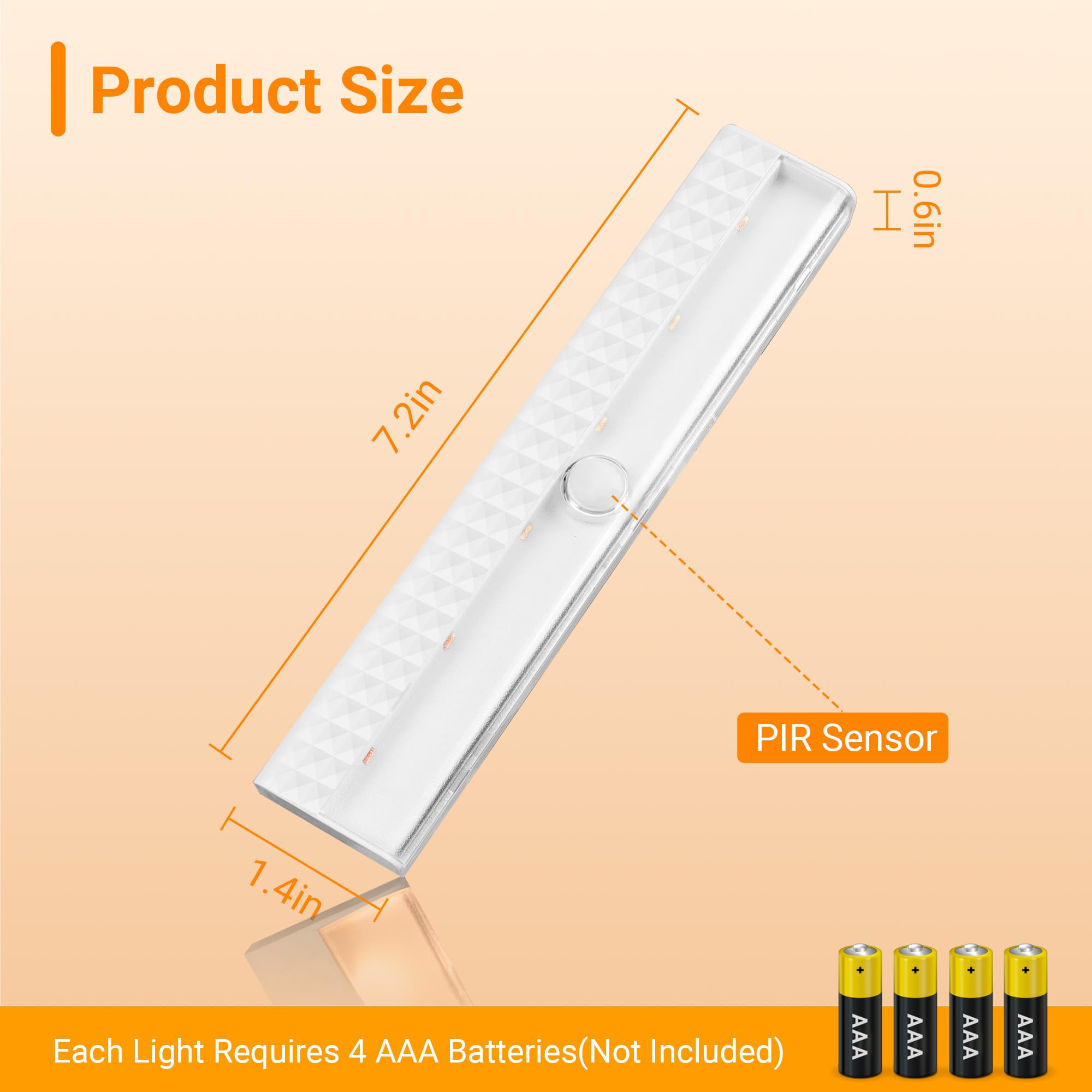 Maylit 8 Pack Motion Sensor Light Indoor  Battery Operated Lights  Wireless Magnetic Night Led Bar  Stick On Lighting For Closet  Stair  Shelf  Hallway  Bed  Pantry  Under Cabinet  3000K Warm White