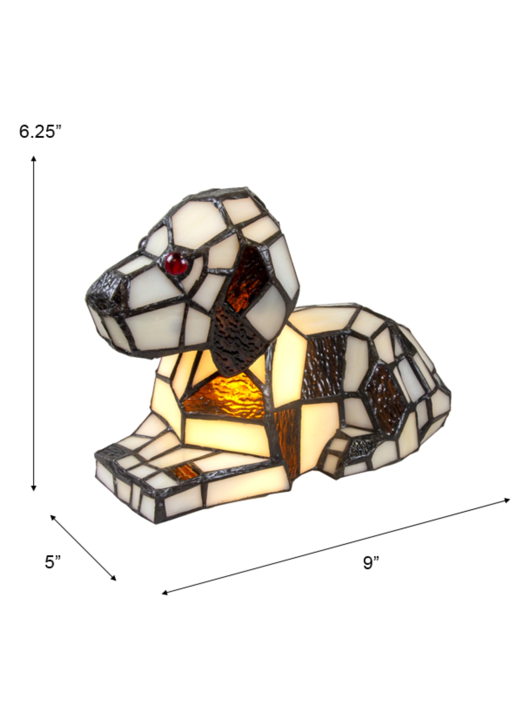 Dale Tiffany Spot Dog Accent Lamp - Art Glass Shade, Black, Unique Home Decor Lighting