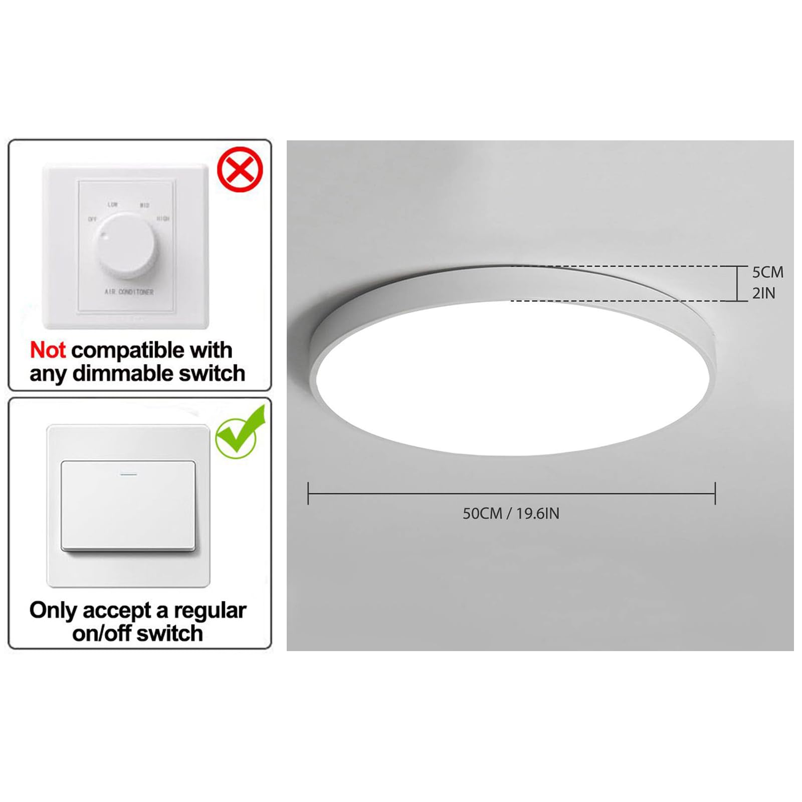 Ganeed Led Ceiling Lights 39W 19.6Inch Modern Ceiling Lamp Flush Mount Lighting Fixture Round 6500K Cool White Ceiling Lighting For Dining Hallway Living Kitchen Bedroom Room
