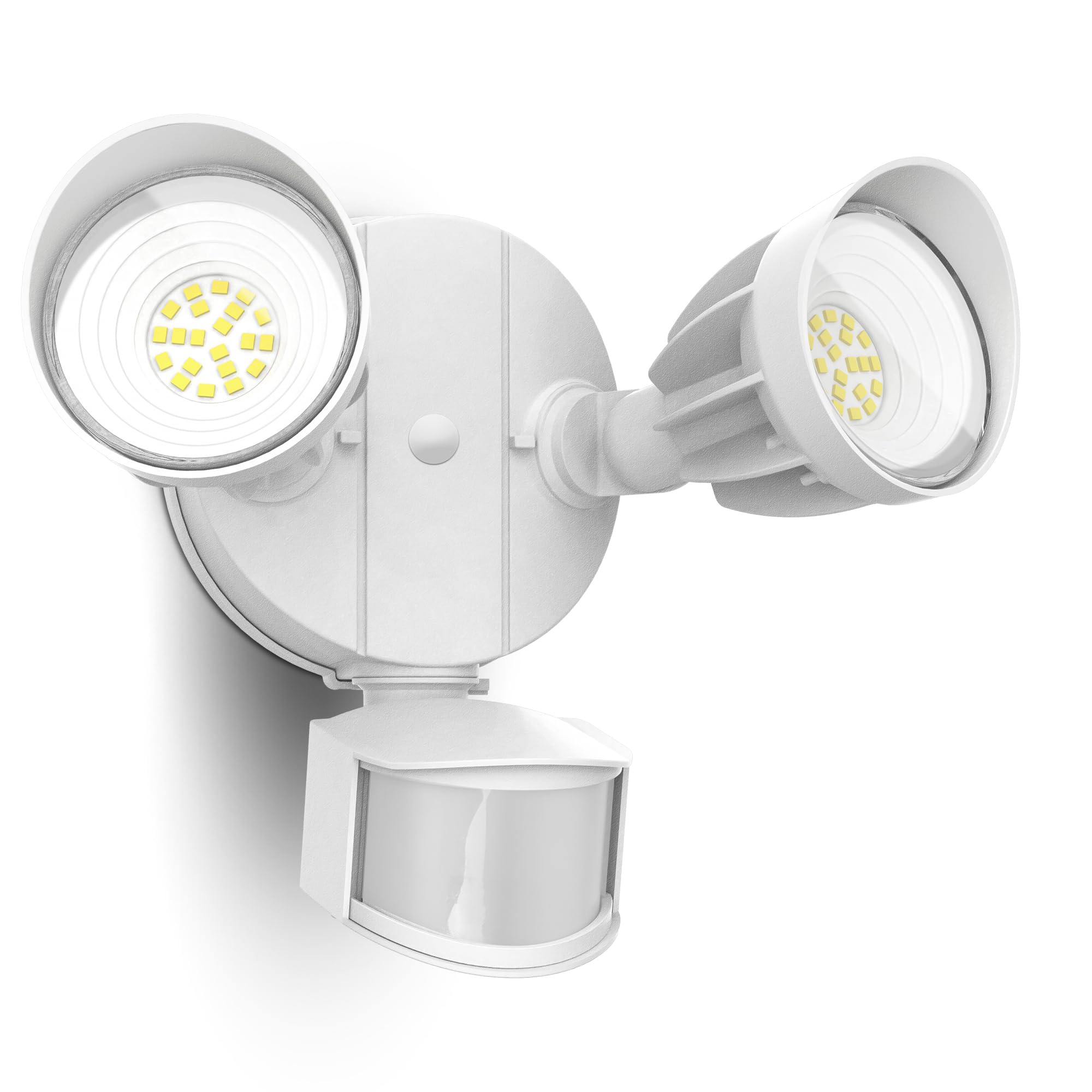 UME LED Security Light Motion Sensor Outdoor Lights  27W 3000LM  5000K  IP65 Waterproof  Dusk to Dawn  2 Head Motion Detector Flood Light for Outside  Garage  Yard (White)