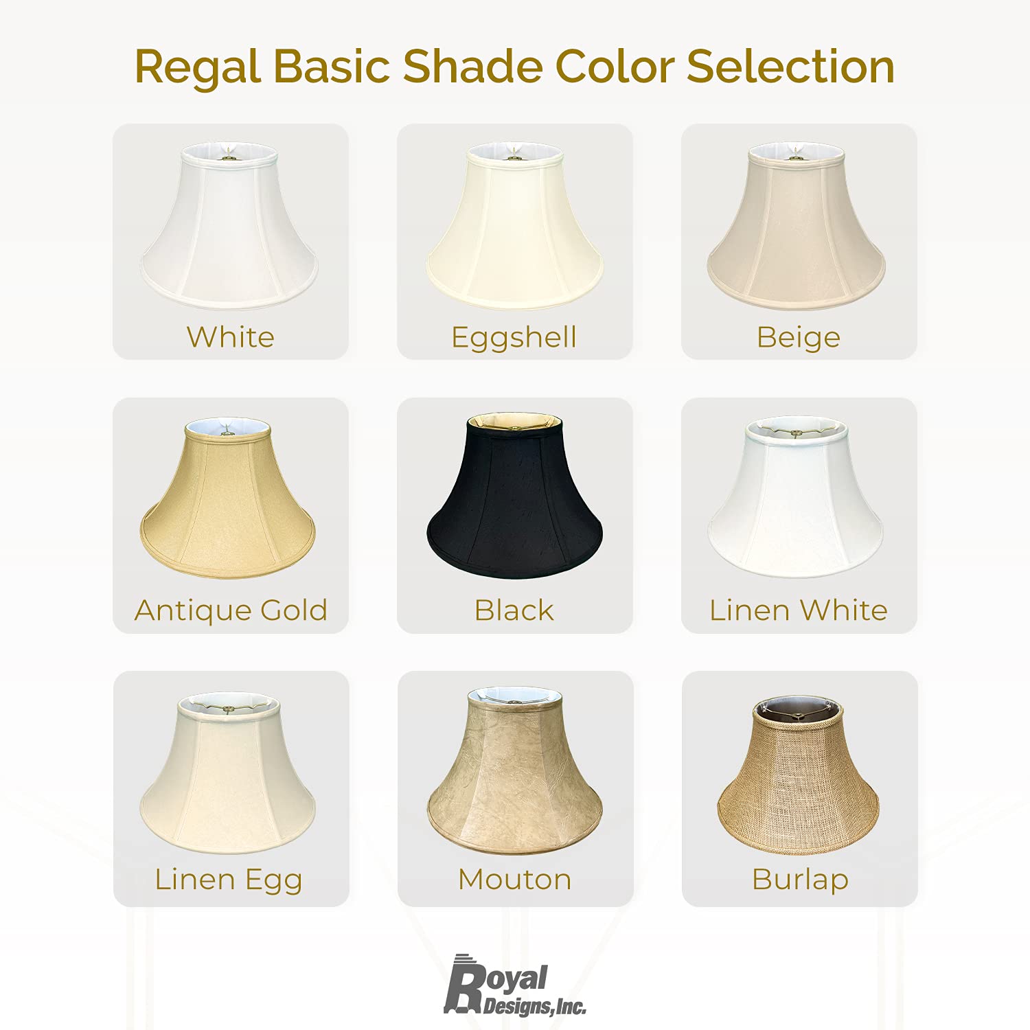 Royal Designs Shallow Bell Basic Lamp Shade, Black/Gold 9 X 18 X 12