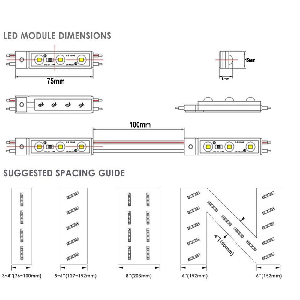 Aooyuanke Led Module, Led Windows Lights Green 100Pcs 49.8 Ft 5730 Smd 150Lm Per Led Module Ip65 Waterproof Decorative Light For