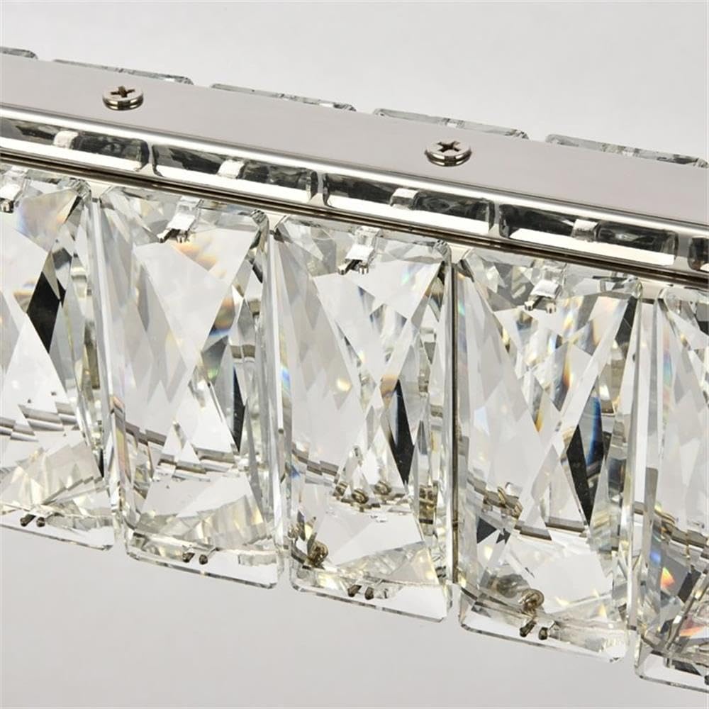 Elegant Decor Indoor Modern Monroe Integrated LED chip Light Chrome Chandelier Clear Royal Cut Crystal - 38.8x1.6x3