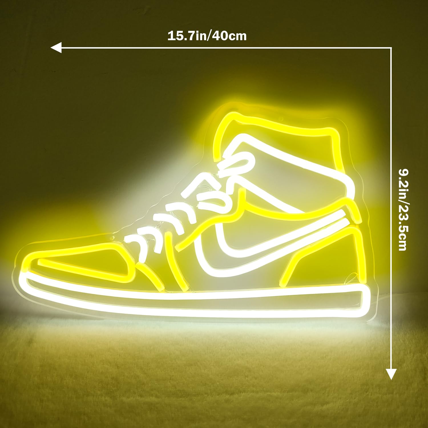 JianJung Neon Sign Sports Shoe Wall Decor LED Light Yellow Acrylic for Bedroom Man Cave Party Pub