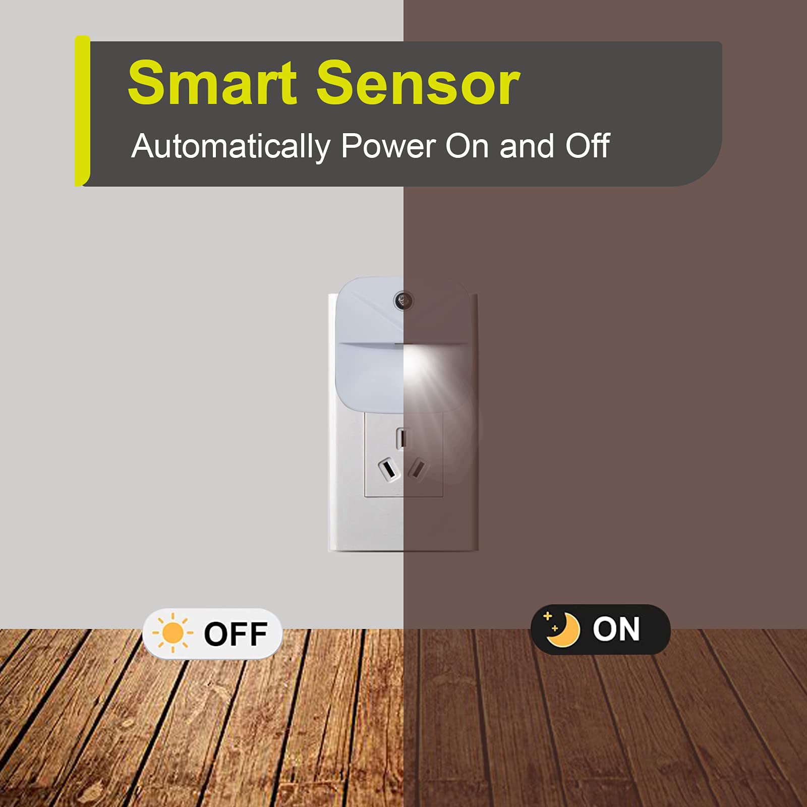 Yrwxzyo 6 Pack Night Light Plug In, White Led Nightlights With Smart Dusk To Dawn Sensor, Plug Into Wall Nightlights Suitable Fo