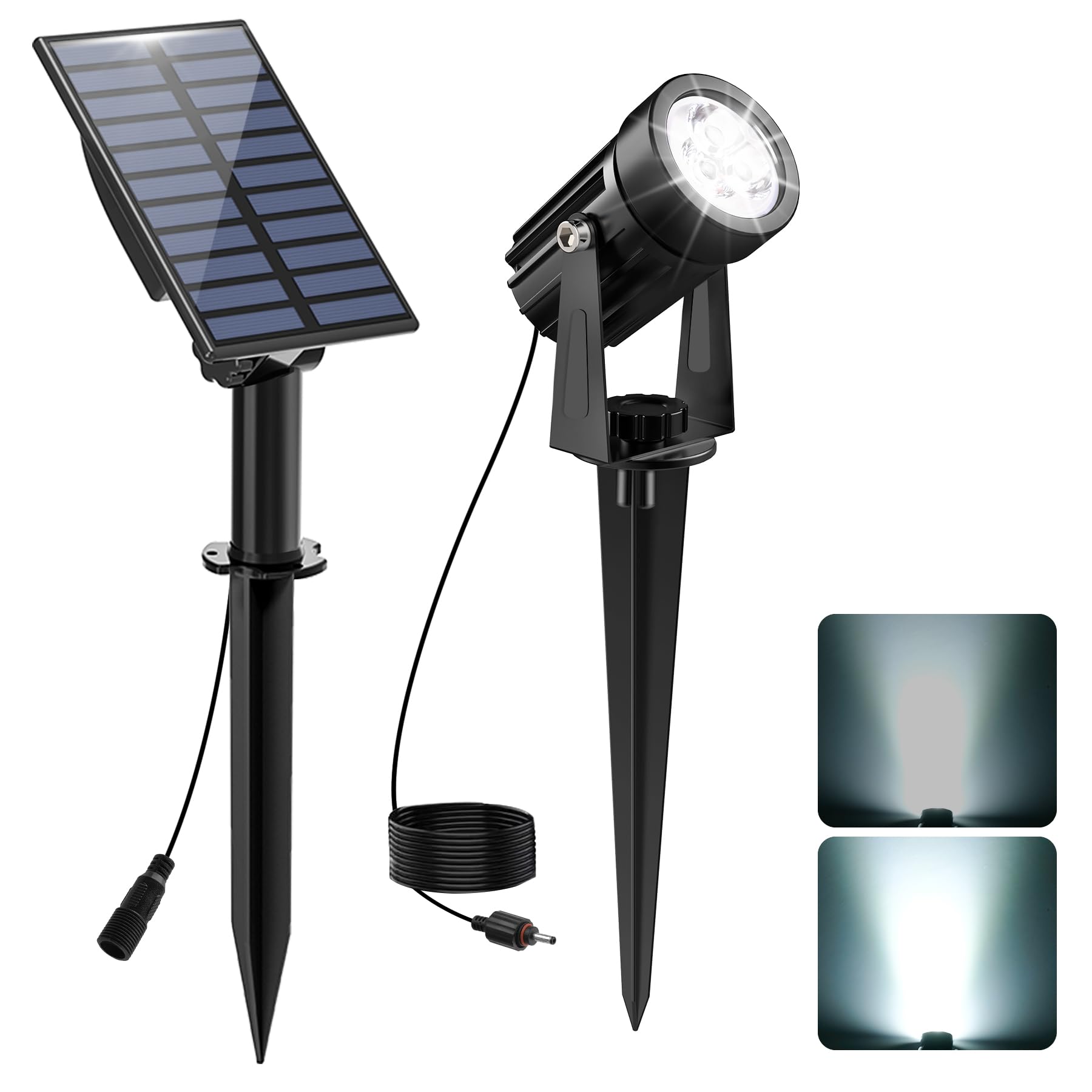 Crepow Solar Spot Lights Outdoor, Ip65 Waterproof, 6000K Cold White, 9.8Ft Cable, Auto On