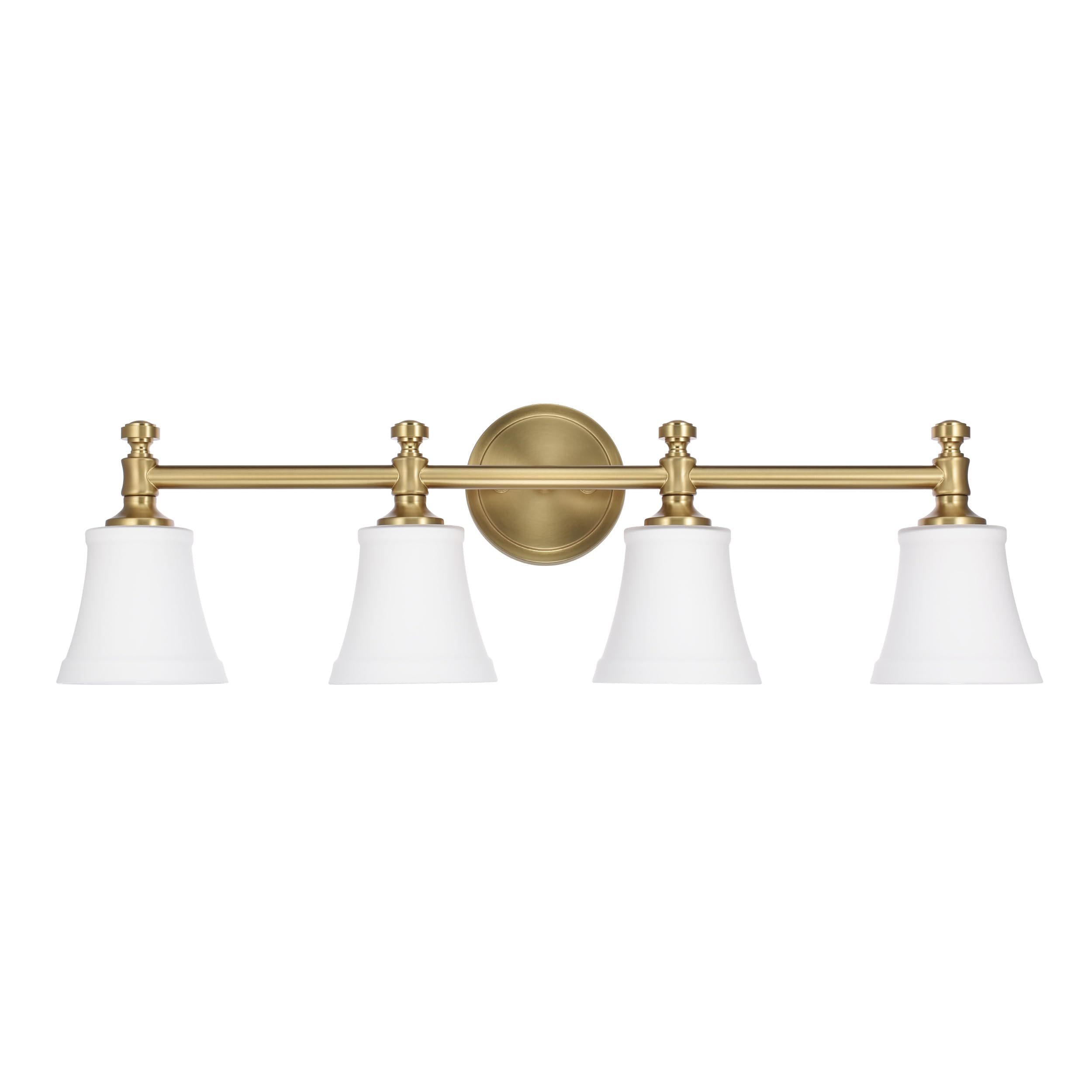 Hanaloa 4-Light Bathroom Vanity Light, Aged Brass Wall Sconce with Opal Glass Shade, Model VA0045-4-AGB