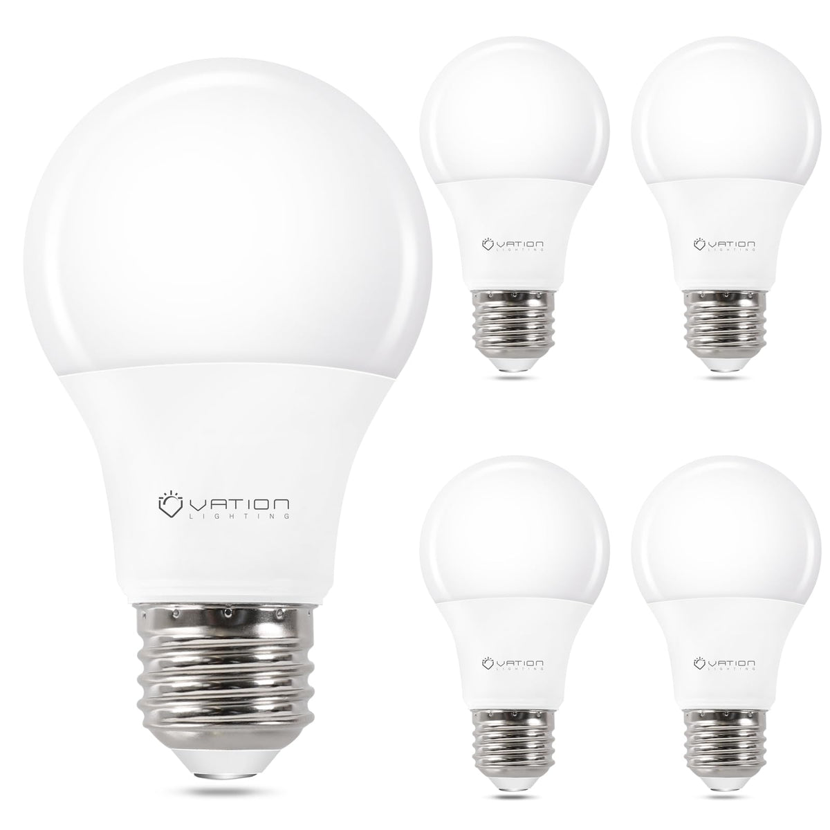 Vation Lighting 4 Pack A19 Led Light Bulb Daylight 5000K Led Bulbs, 60 Watt Equivalent, Efficient 8.5 Watt, 800 Lumens, E26 Medi