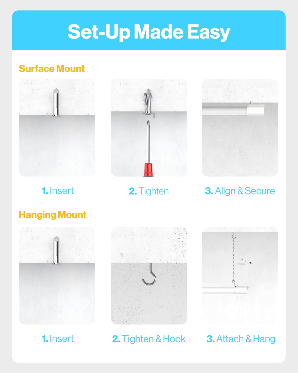 Sunco LED Shop Lights 4FT, 40W (150W Equivalent), 4500 LM, 6000K White, Surface & Suspension Mount, Model SH_F-WH-40W