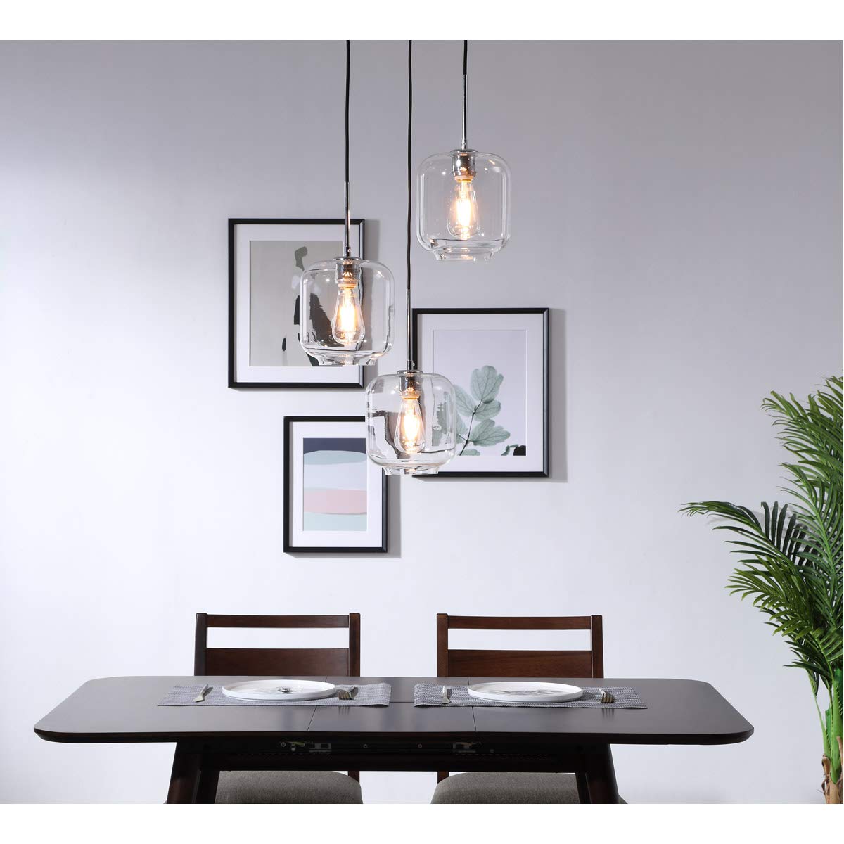 Living District Collier 3 light Chrome and Clear glass pendant