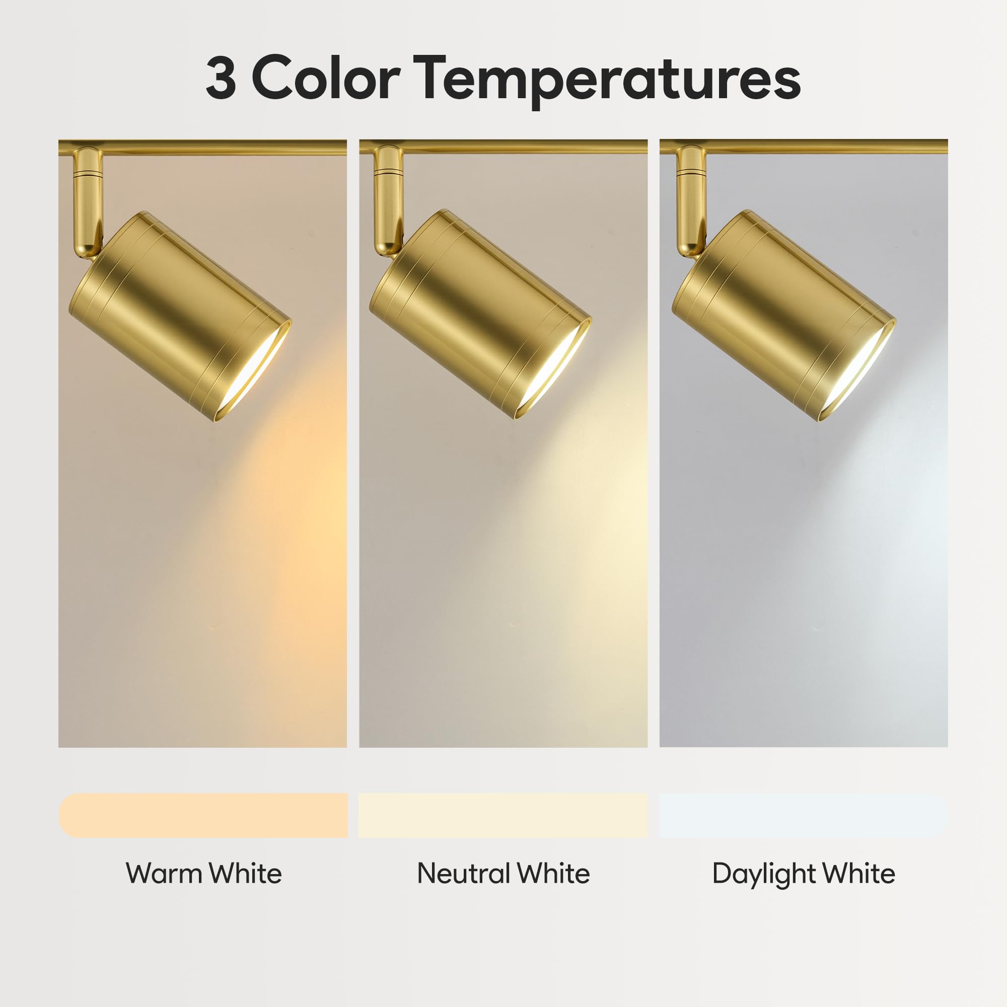 Vonluce 4 Light Track Light Fixture  Led Track Lighting Kit With Rotatable Heads  3-Color Gu10 Bulbs Included  Modern Ceiling Spotlight For Kitchen Office Closet Studio Bedroom  Gold