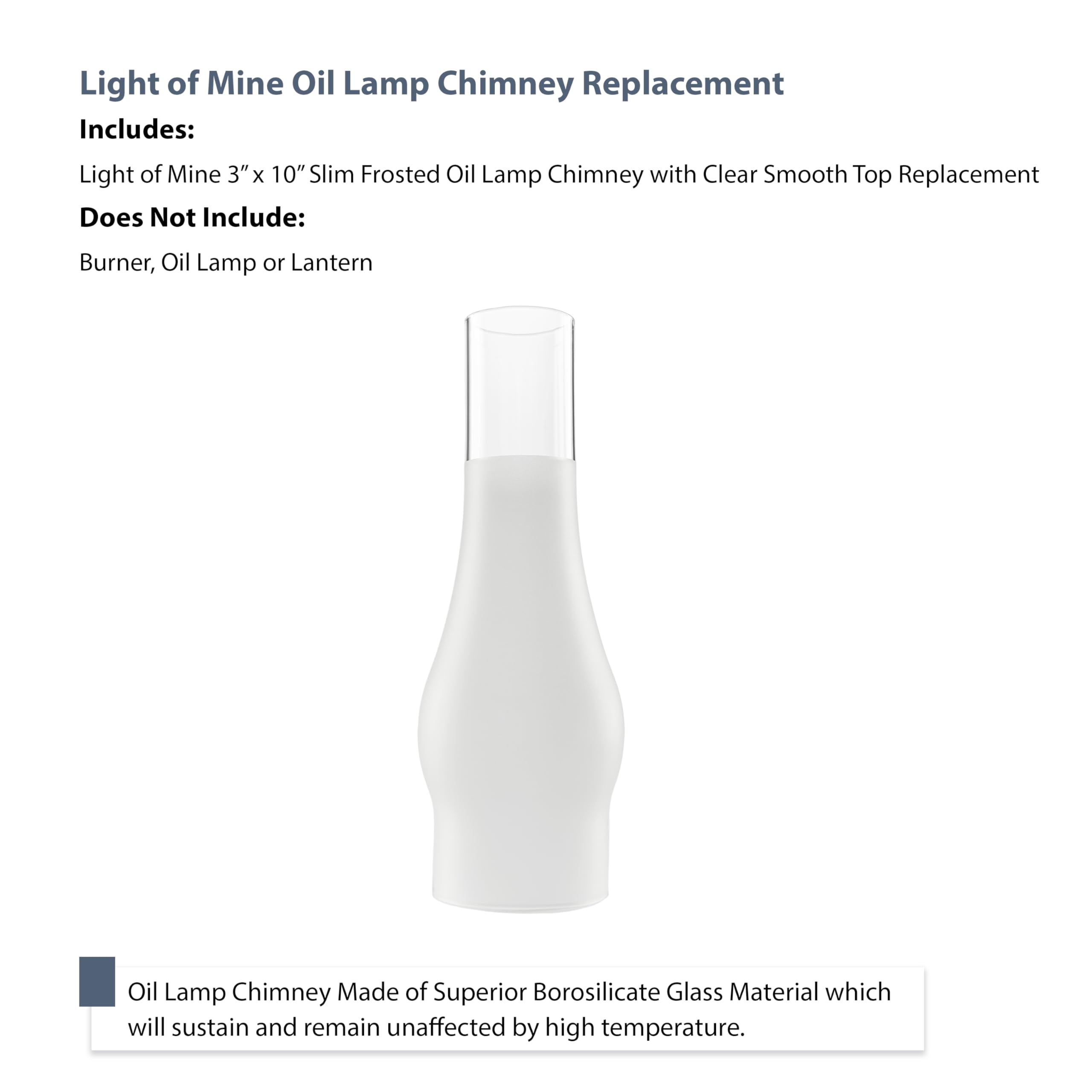 Light of Mine Oil Lamp Replacement Chimneys (3 x 10 Frosted)