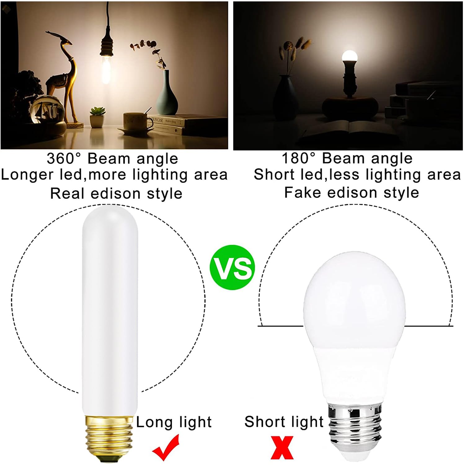 Leools T10 LED Bulb, 8W Dimmable, 3000K Soft White, E26 Base, Matt Opal, 5.1 inches, 6-Pack, CR