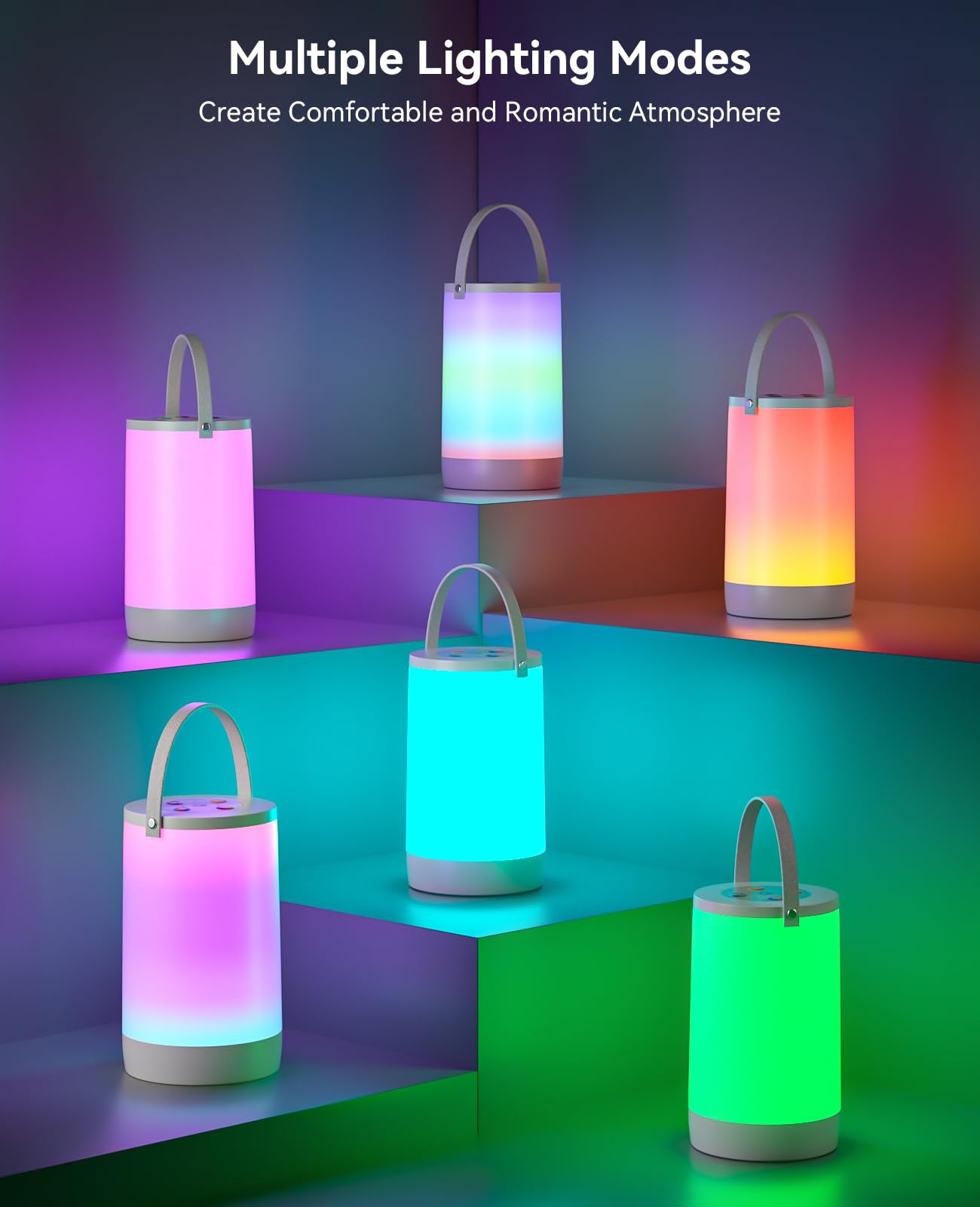 Hensam Night Light for Kids, Portable USB Lamp, Color Changing, 2 Pack, Gray, Model CL-FWL-FR