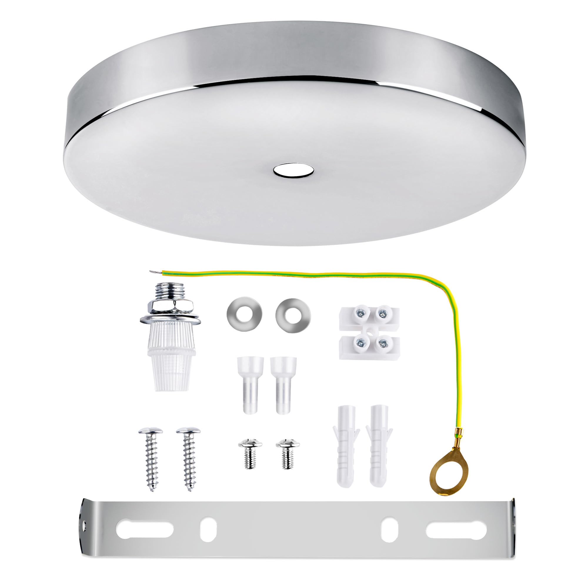Arturesthome 7'' Silver Ceiling Canopy Light Kit Rewind Single Hole with Hardware,Ceiling Plate for Pendant Lighting Chandelier,