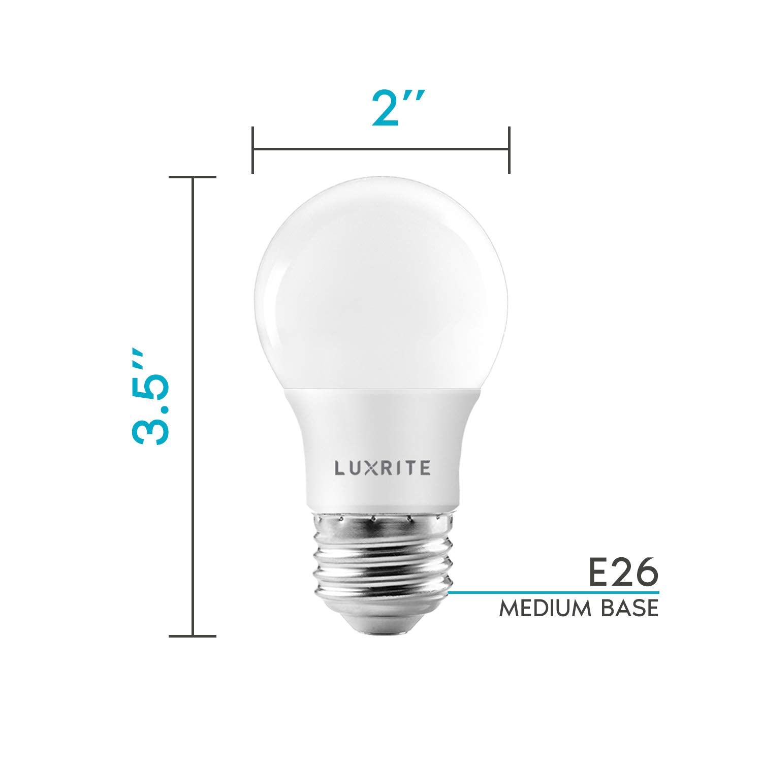 LUXRITE A15 LED Bulb 40W Equivalent, 7W, 600 Lumens, Dimmable, 5000K Bright White, E26 Base, 6 Pack