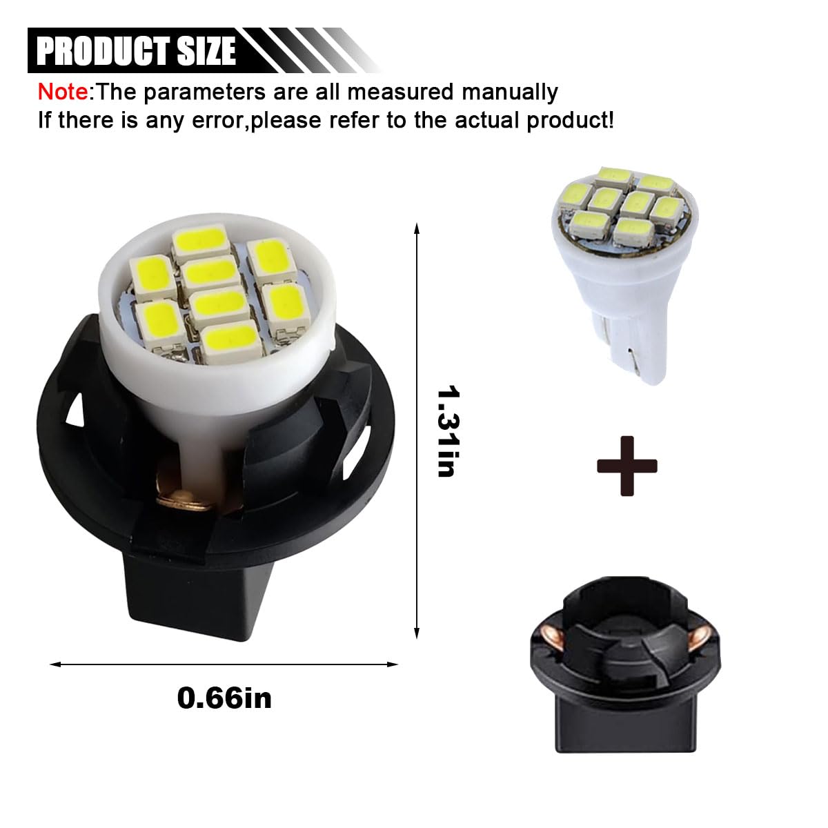 JOYCOURT Dash Instrument Light Bulbs, 10PCS T10 194 168, Bright White LED, Twist Lock Socket, Replacement for Car Interior Lights