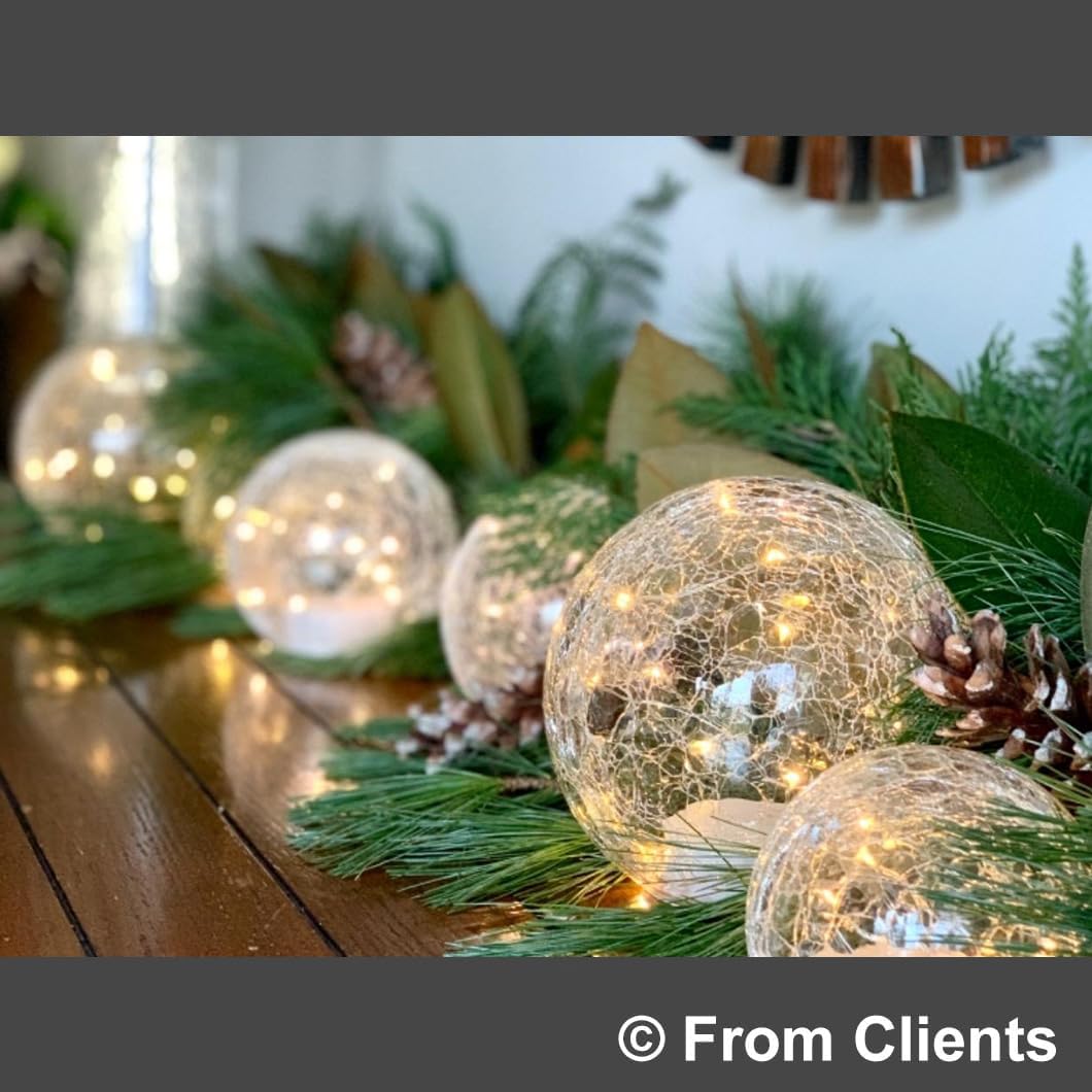 Kaowod  le Globe Led Lamp - 8 Inch Gold Mercury Glass Ball Light For Indoor Christmas Decoration, Clear Battery Operated Night Light