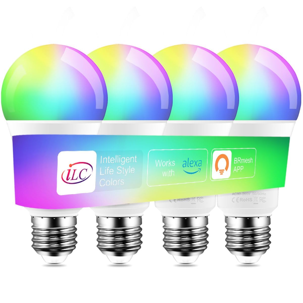 ILC Smart Light Bulb 10W (70 Watt Equivalent) Compatible with Alexa Only, 900 Lumens, Color Changing Warm White 2700K (2 Pack)