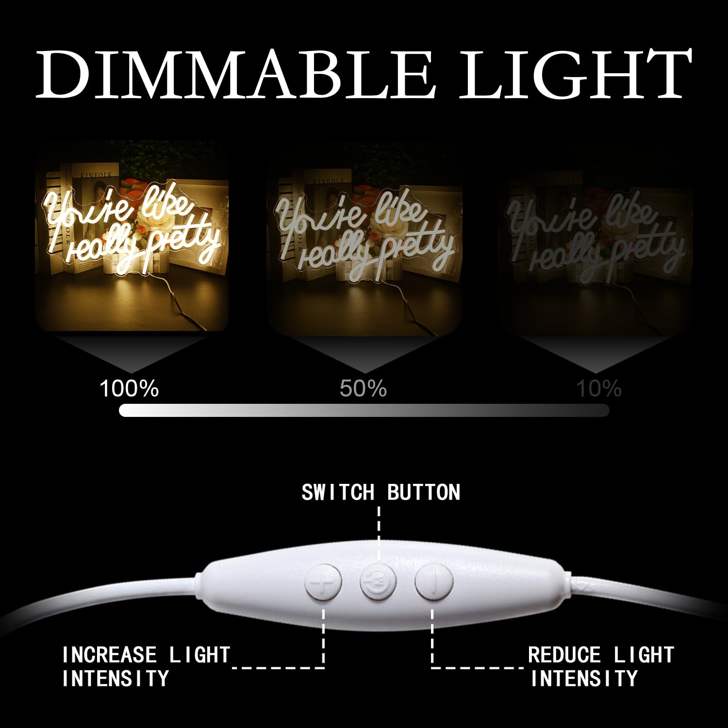 Lucunstar Youre Like Really Pretty Neon Sign,Led Sign,Warm White Led Neon Light for Wall Decor,Light Up Sign for Wedding,Dimmab