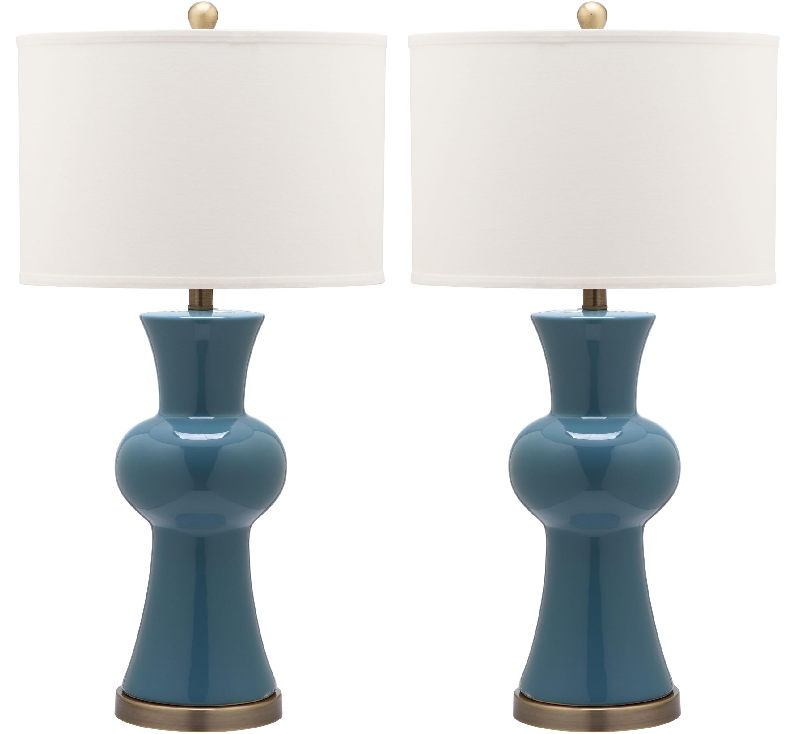 Safavieh Lighting Collection Lola Column Blue and White Table Lamp  Set of 2