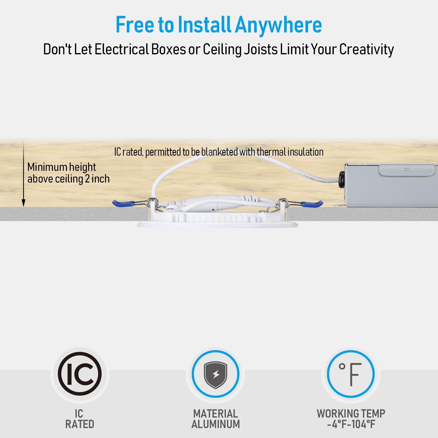 Torchstar Basic Series 12-Pack 4 Inch Ultra-Thin Led Recessed Lighting With Junction Box, Aluminum, 2700K Soft White, 5%-100% Di