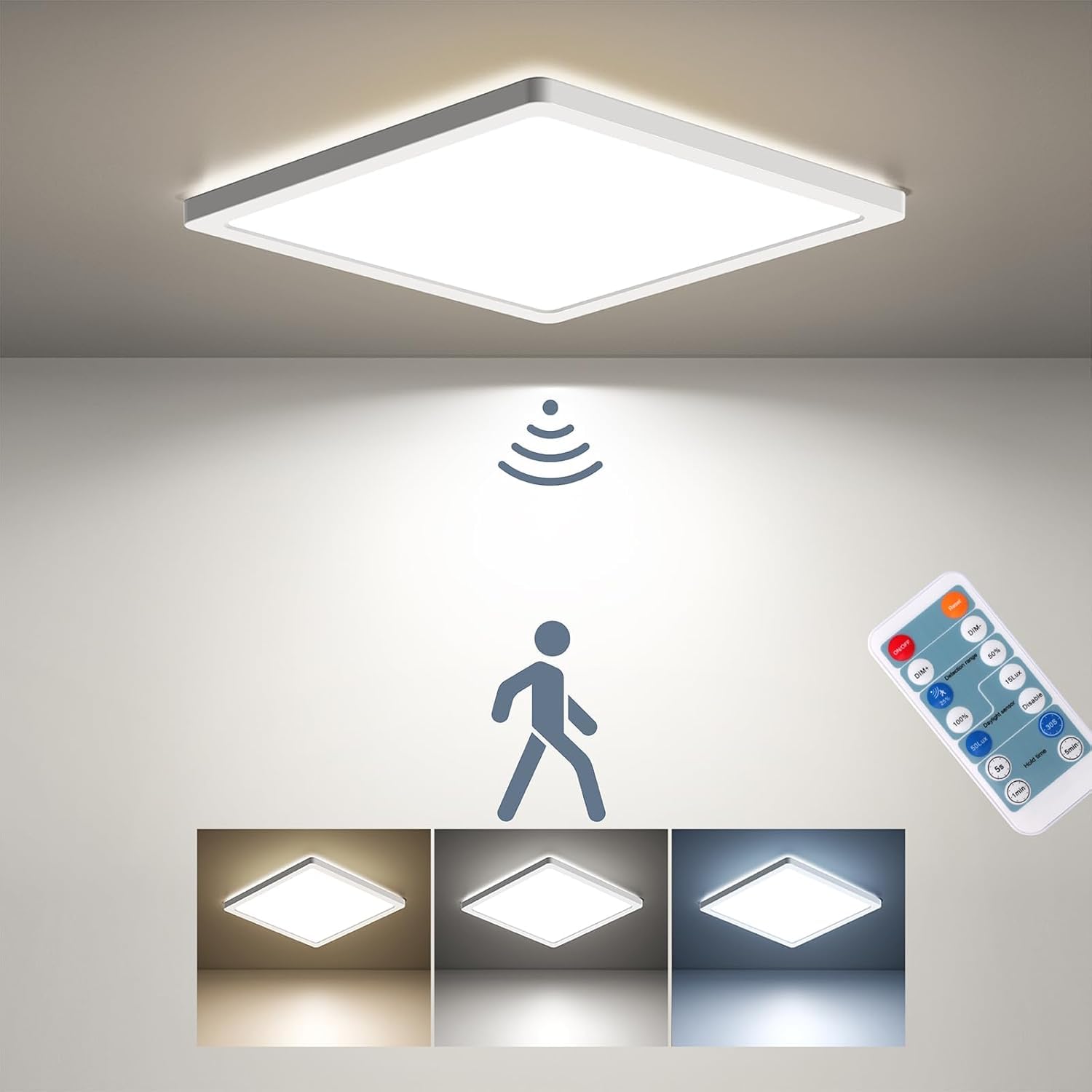 BLNAN Dimmable LED Ceiling Light with Remote Control, 18W 1800LM, 9 Inch, White, Model LS-CL-I18W-M-DCCT
