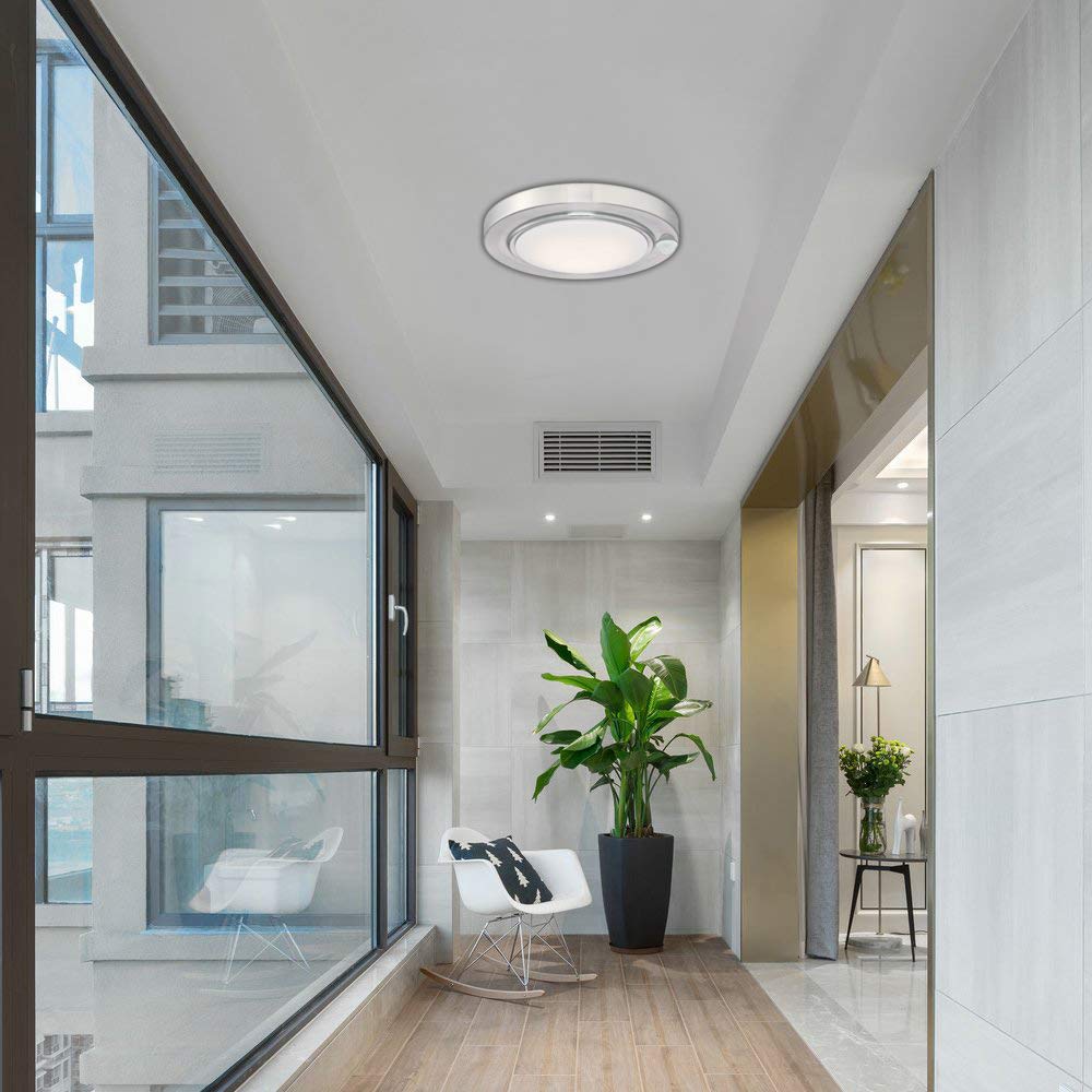 Gruenlich Led Motion Sensor Flush Mount Ceiling Lighting Fixture  8.7 Inch 11.5W 890 Lumen  Metal Housing  Etl Rated  2-Pack  Nickel Finish-5000K