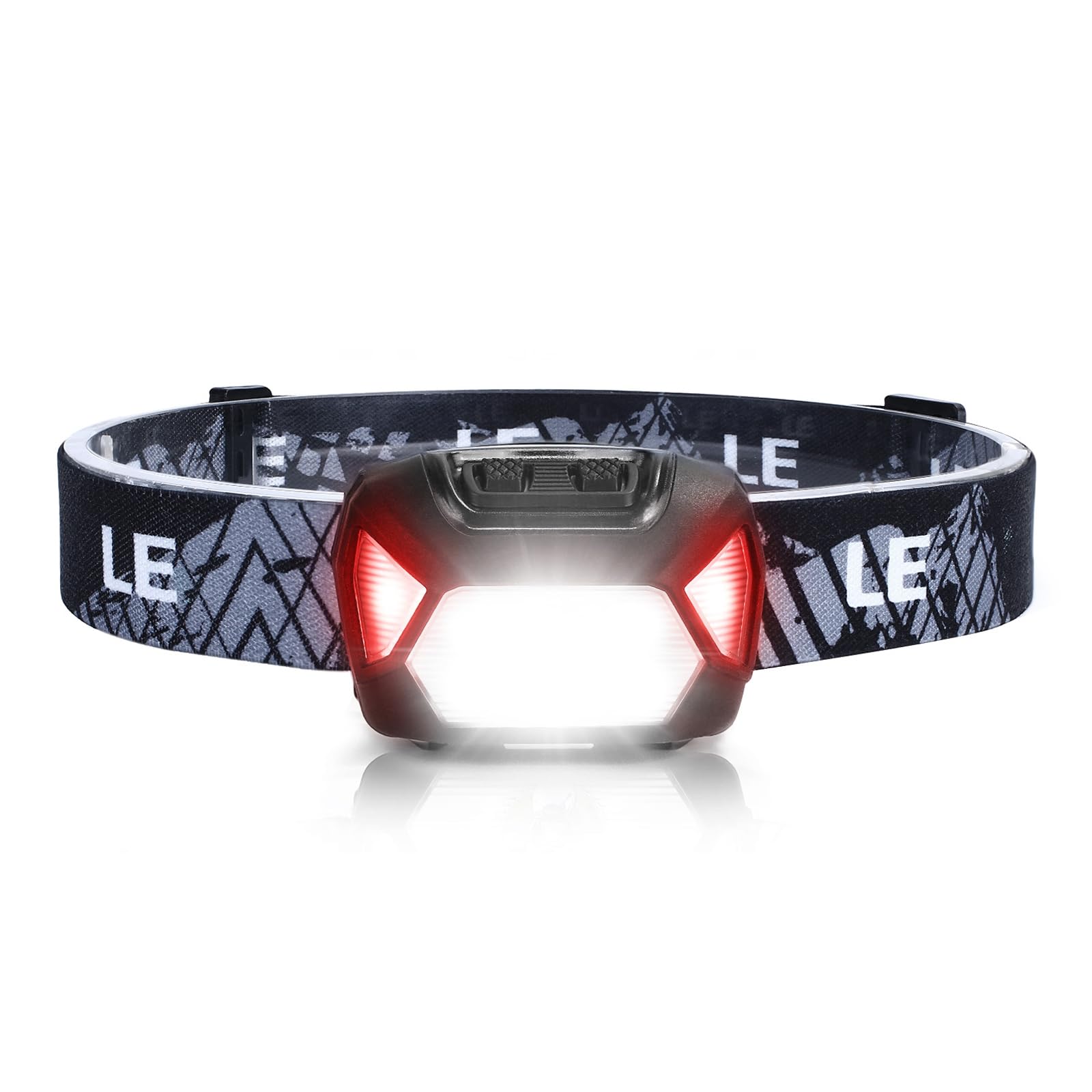 Lepro 320015 Battery Powered Headlamp, 1300Lux Bright LED, IPX4 Waterproof, Black-1 Pack