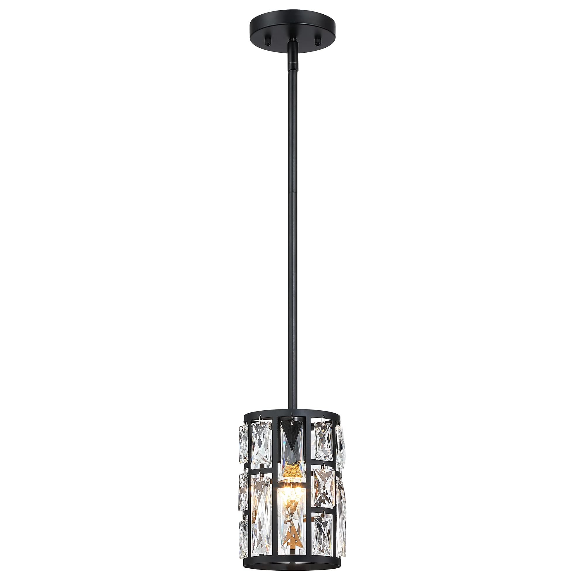 Black Crystal Pendant Light Fixture Modern Hanging Lighting Mini Crystal Chandelier For Kitchen Island Dinning Room Living Room 