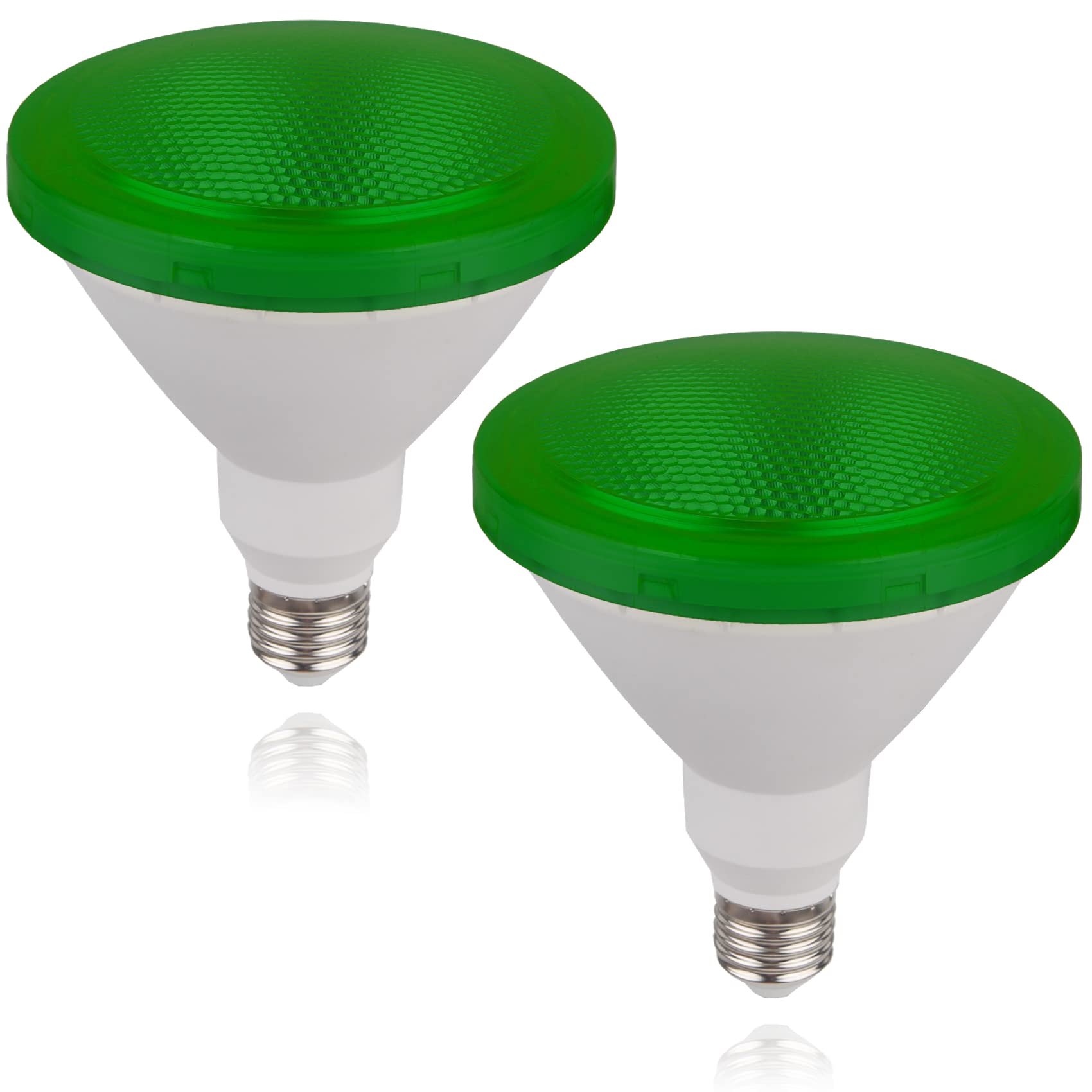 Par38 Green Light Bulb - 15W (100Watt Equivalent) - E26 Green Flood Lights 2 Pack, Party Decoration, Porch, Home Lighting, Holiday Lighting, Halloween, LED Green Light Bulb Outdoor Indoor (Green)
