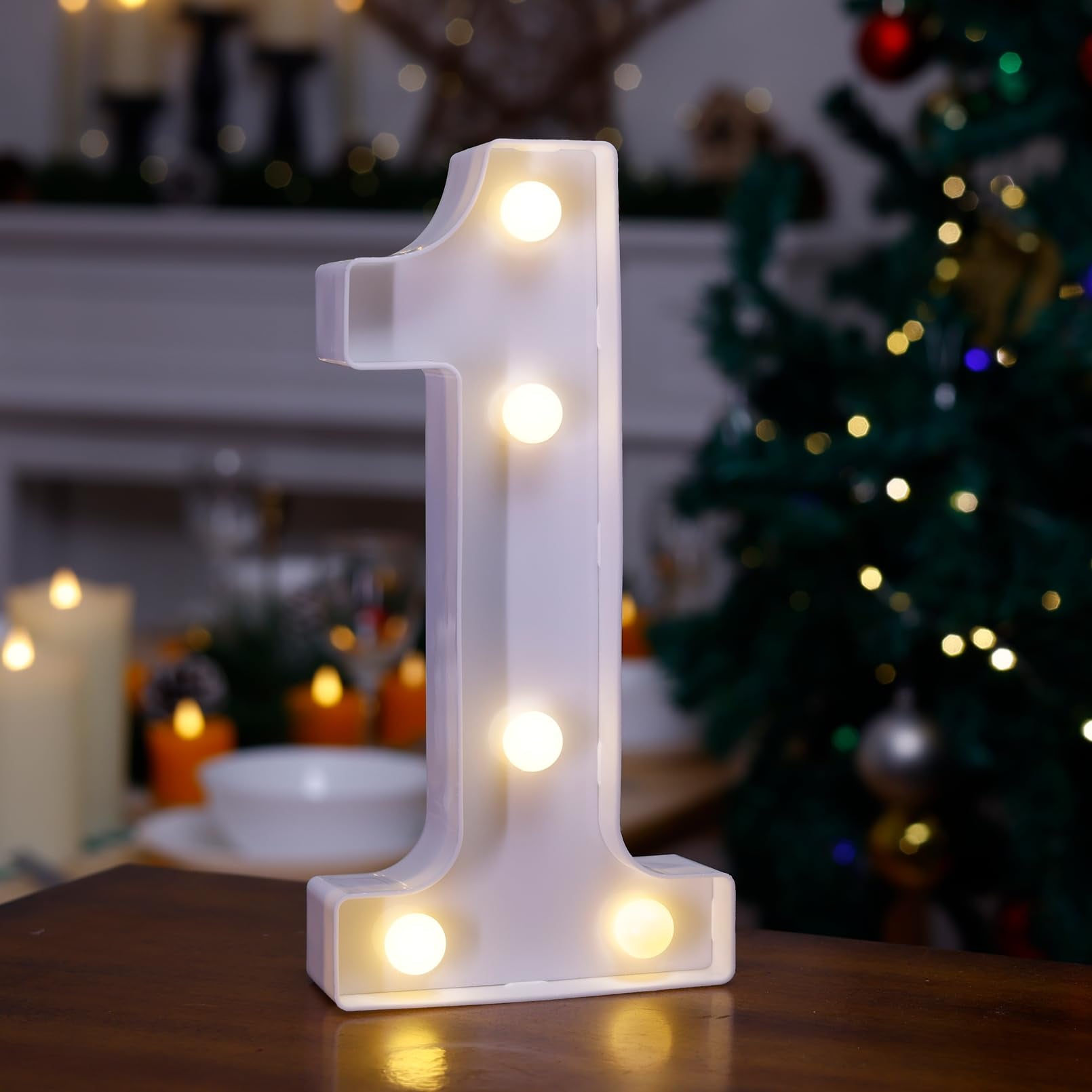 TRONSBOO LED Marquee Sign Light Up Letters, Alphabet Light Up Letters Sign, Battery Powered LED Letter Lights for Night Light, Wedding, Birthday, Party, Christmas or Home Decor (Number 1)