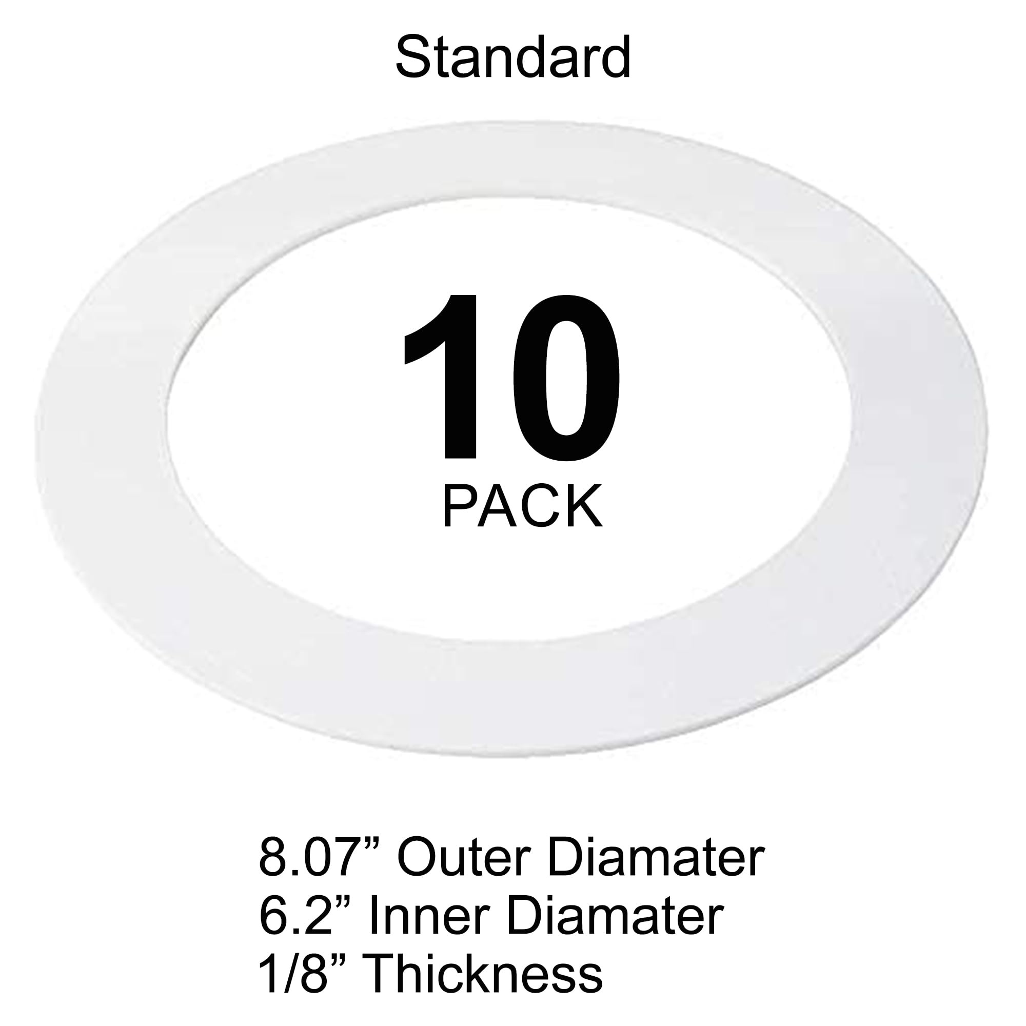 10 Pack Gloss White Goof Trim Ring For 6&quot; Inch Recessed Lighting Trims Can Lighting Down Light, Outer Diameter 8 Inches