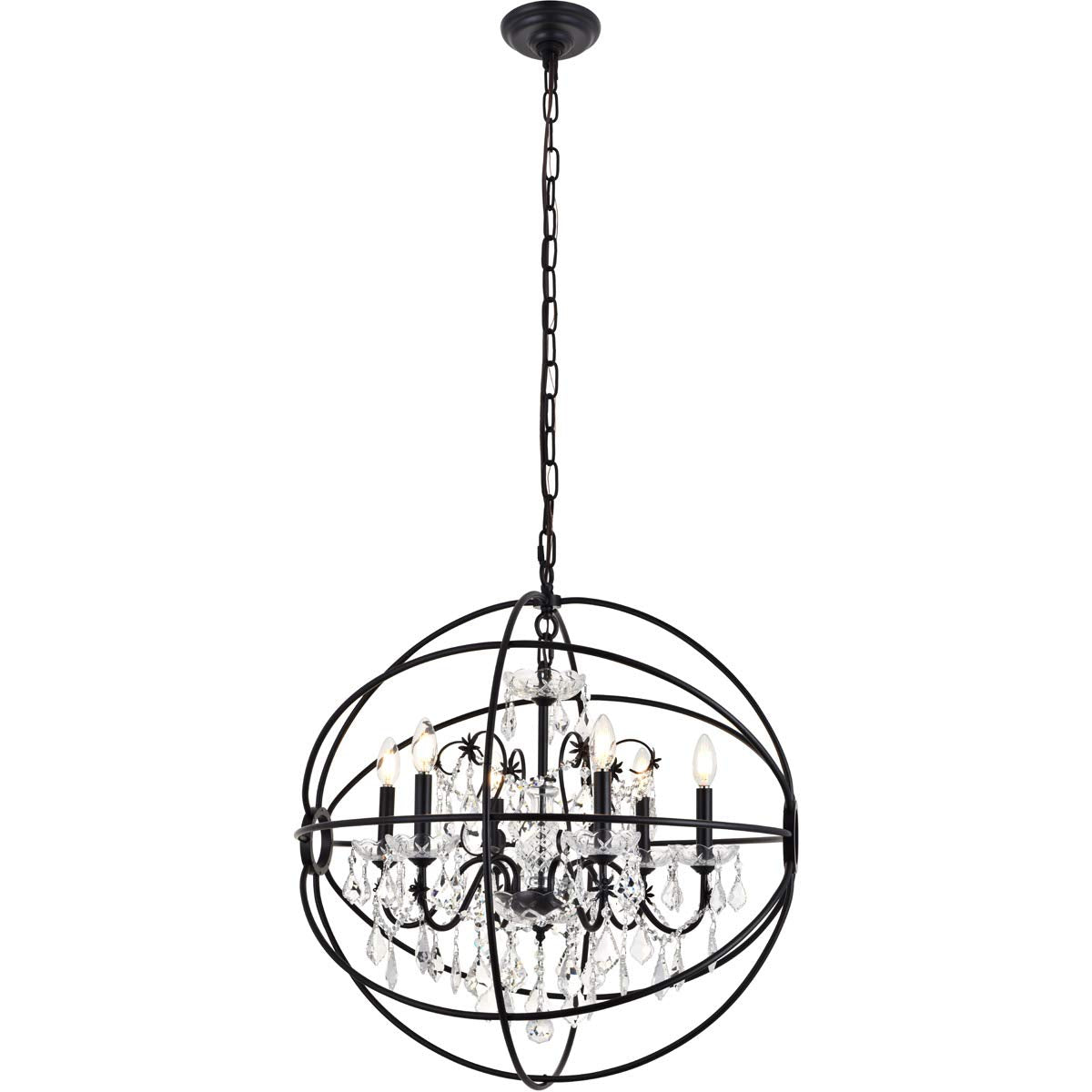 Living District Cordelia 6-Light Transitional Metal Pendant in Black