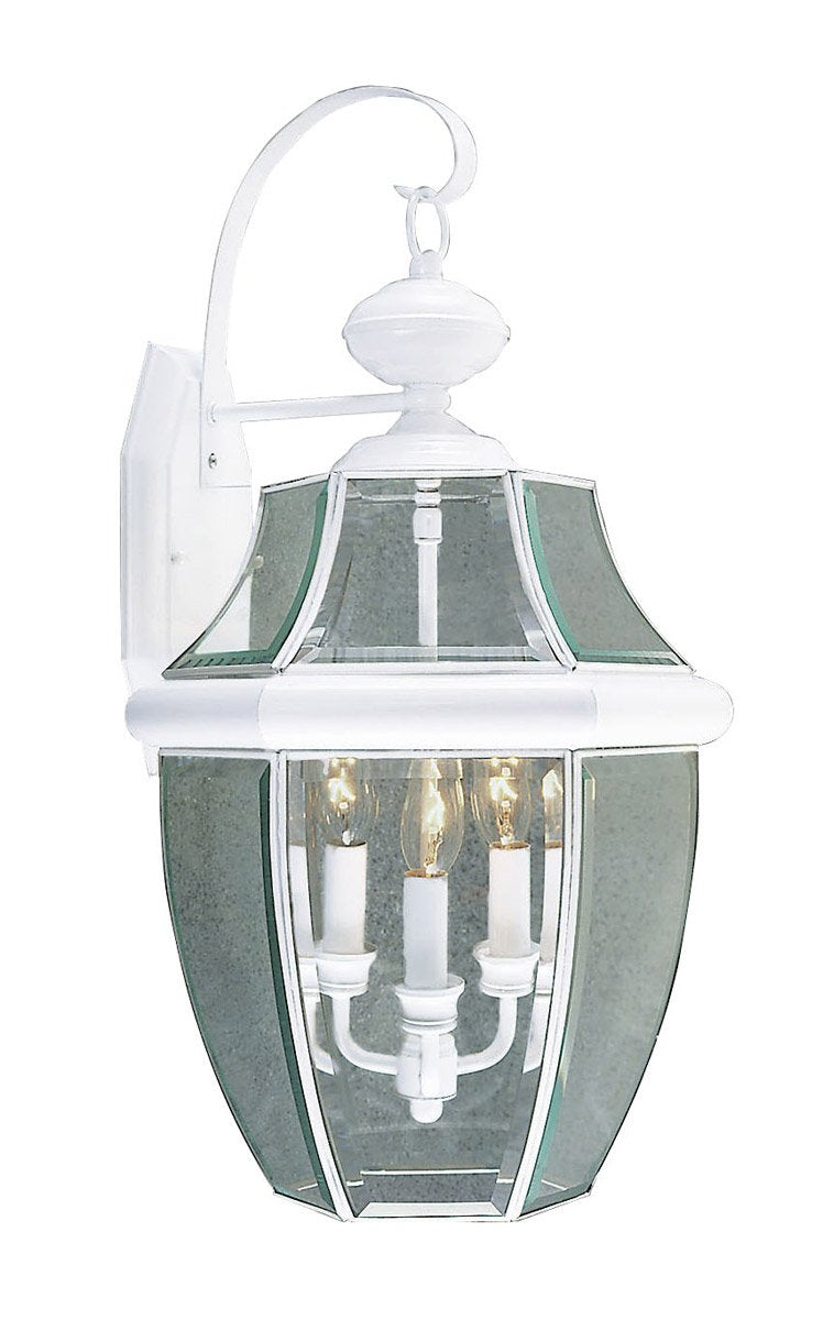 Livex Lighting 2351-03 Outdoor Wall Lantern with Clear Beveled Glass Shades, White