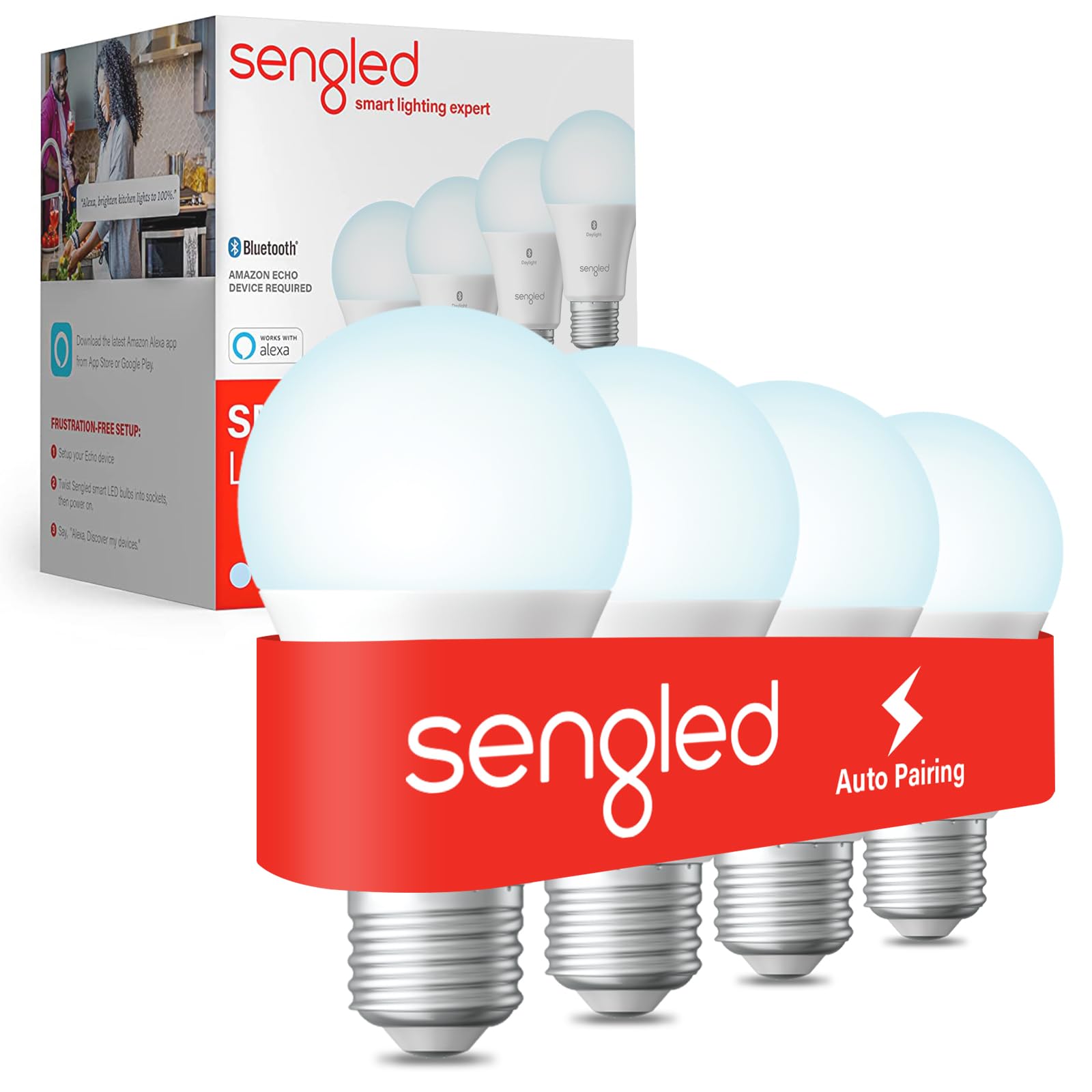 Sengled Alexa Light Bulb, S1 Auto Pairing with Alexa Devices, Smart Light Bulbs that Work with Alexa, Bluetooth Mesh Smart Home