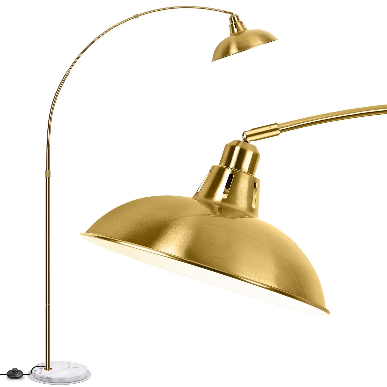 FILIYANO Gold Brass Arc Floor Lamp for Living Room - Mid Century Modern Standing Lamp, Overhanging Floor Lamps, Arch Stand Up La
