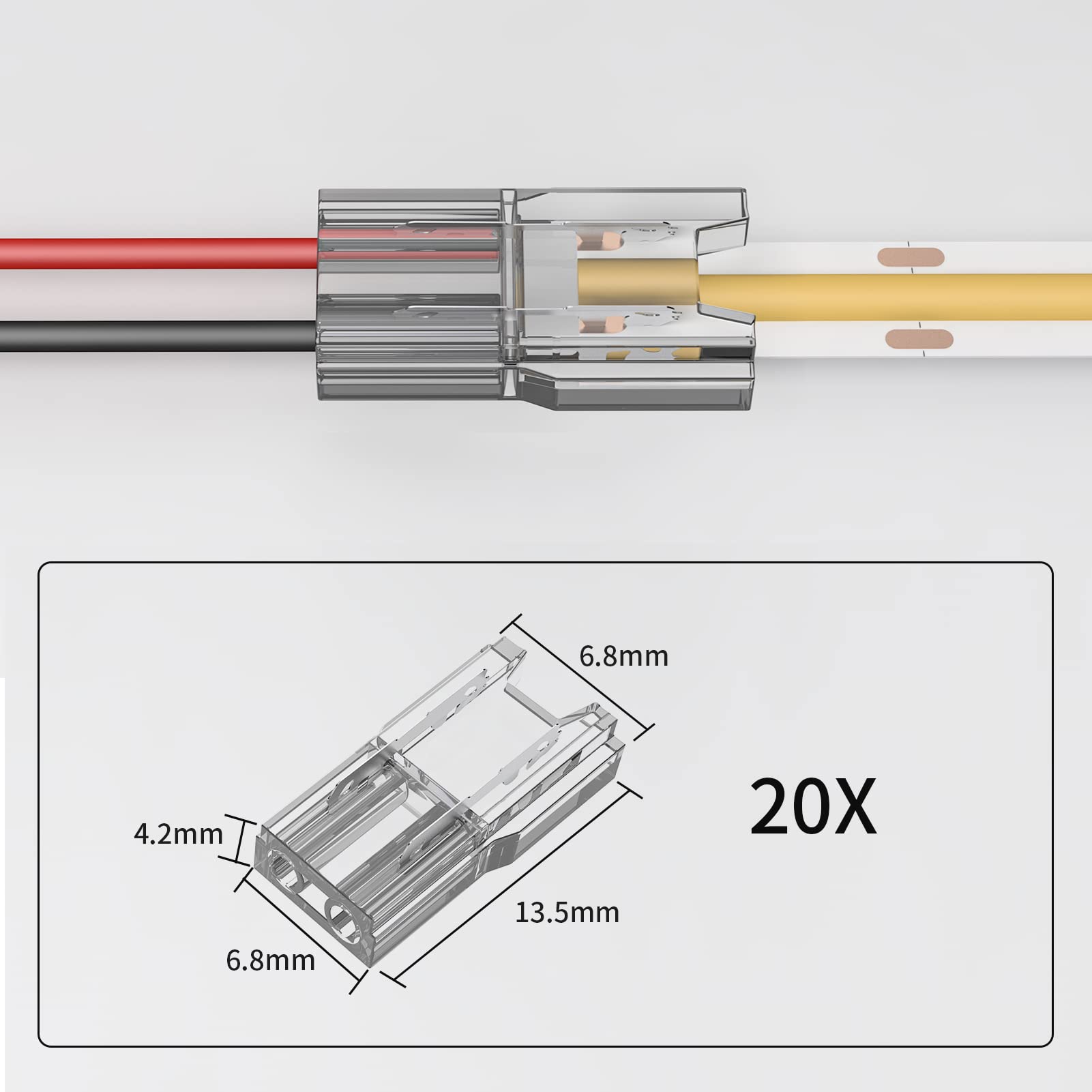 Visdoll Cob Led Light Strip Connectors 20Pcs 5Mm 2Pin Strip To Wires Led Tape Light Connectors Transparent Solderless No Dark Ar