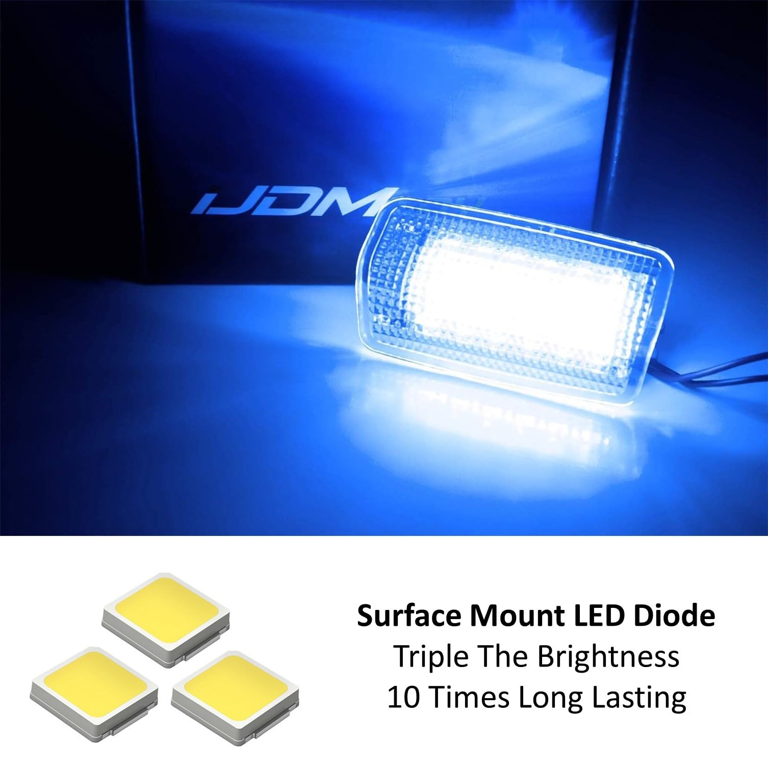 iJDMTOY LED Side Door Courtesy Light Assy for Lexus & Toyota, Ultra Blue LED, Clear Lens, Interior Footwell Accent Light