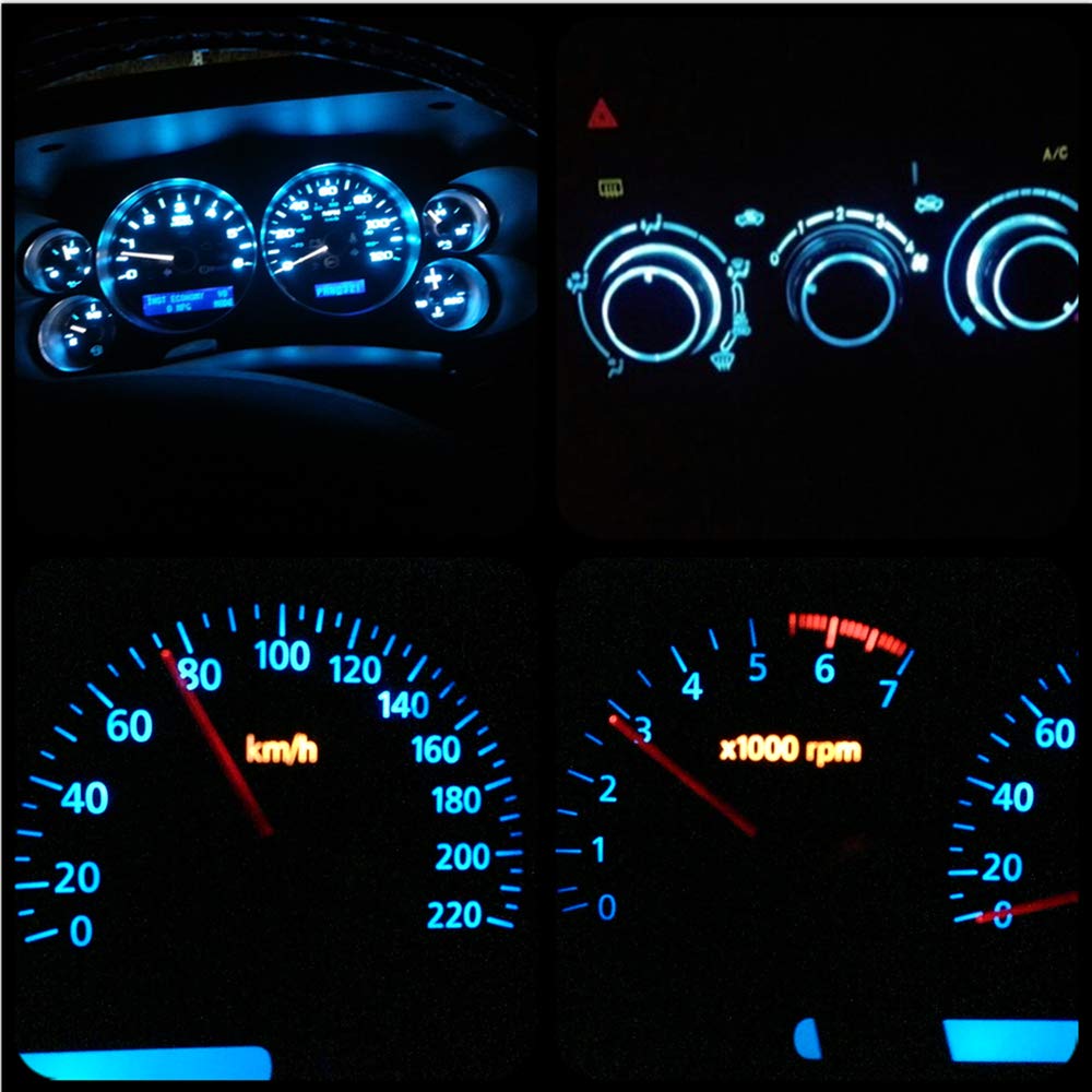 WLJH LED Car Instrument Cluster Bulb, T3 Neo Wedge, Ice Blue, Model WLJH0999, Replacement for Dashboard Gauge, HVAC Controls